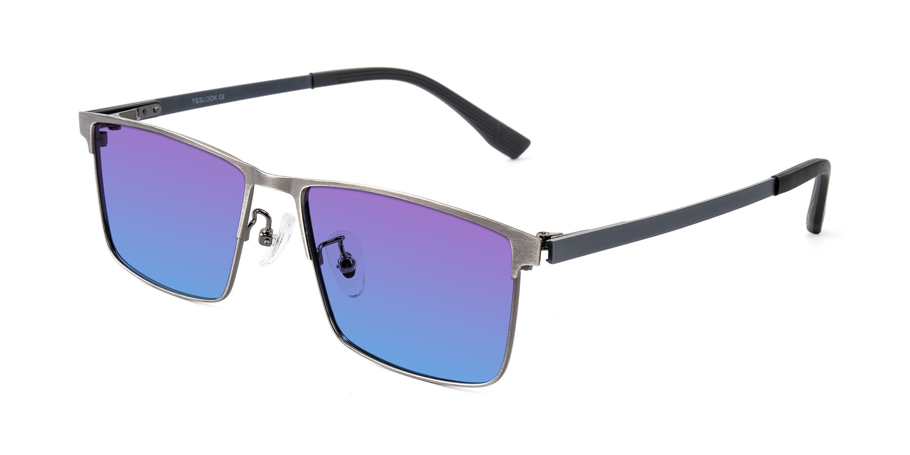 Angle of Leeth in Brushed Silver with Purple / Blue Gradient Lenses
