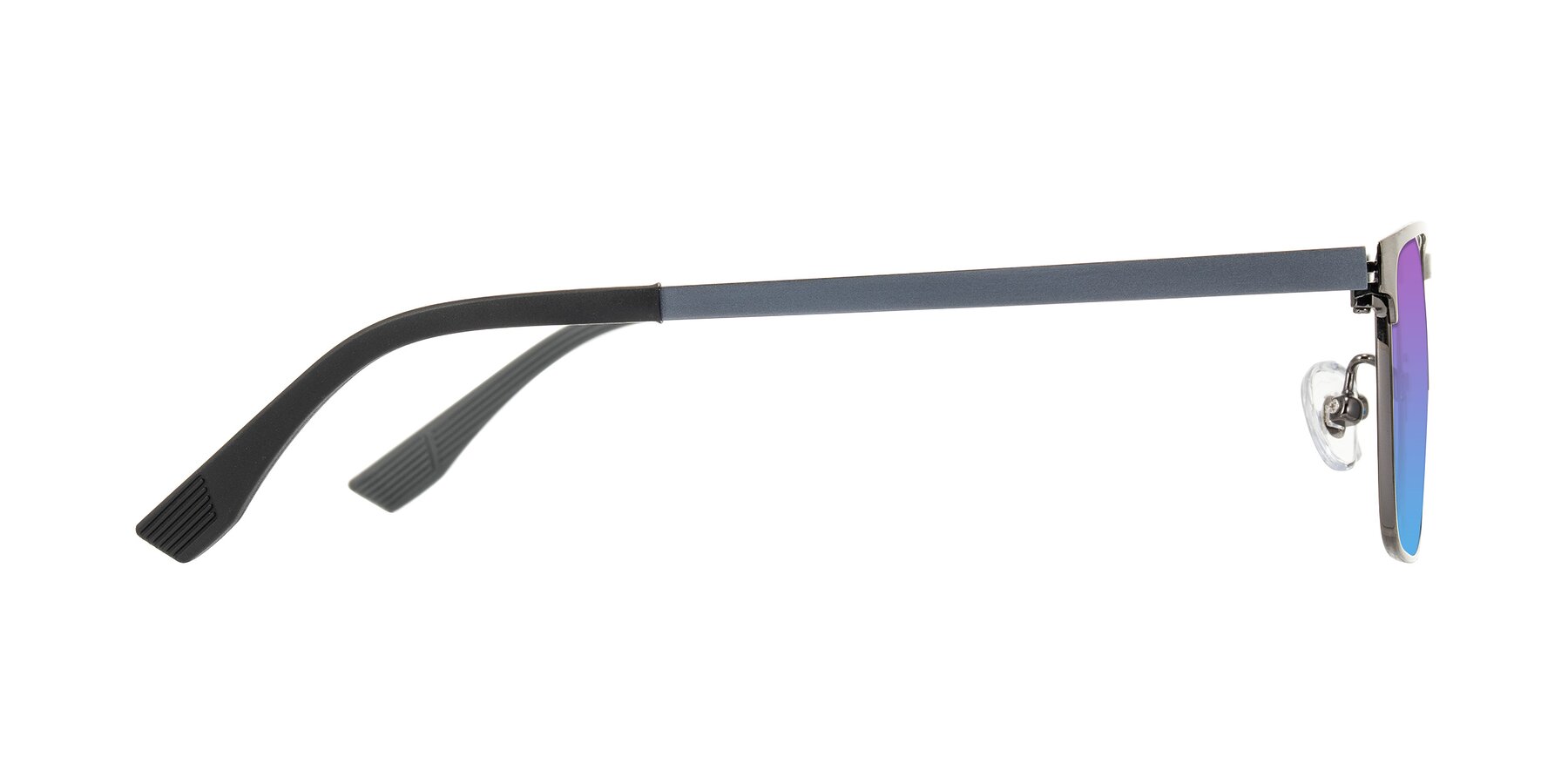 Side of Leeth in Brushed Silver with Purple / Blue Gradient Lenses