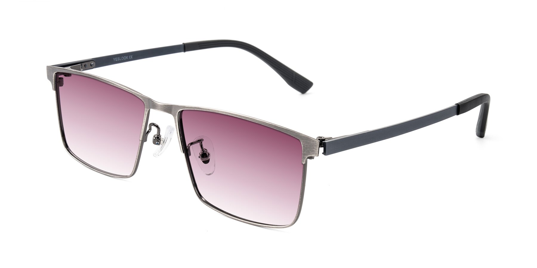 Angle of Leeth in Brushed Silver with Wine Gradient Lenses