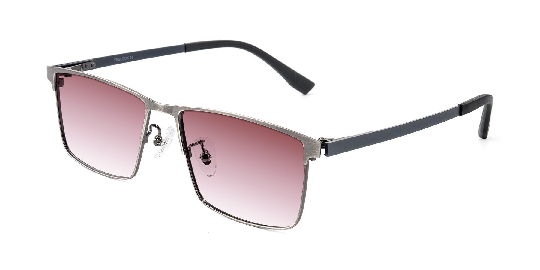 Angle of Leeth in Brushed Silver with Garnet Gradient Lenses