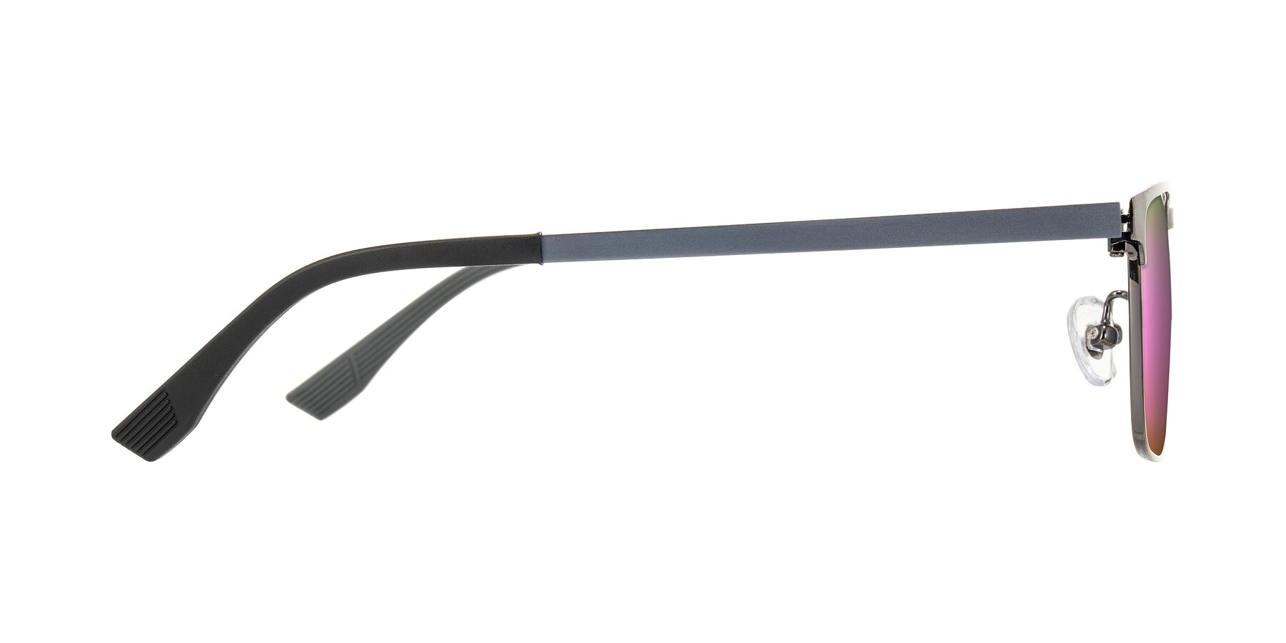 Side of Leeth in Brushed Silver with Pink Mirrored Lenses