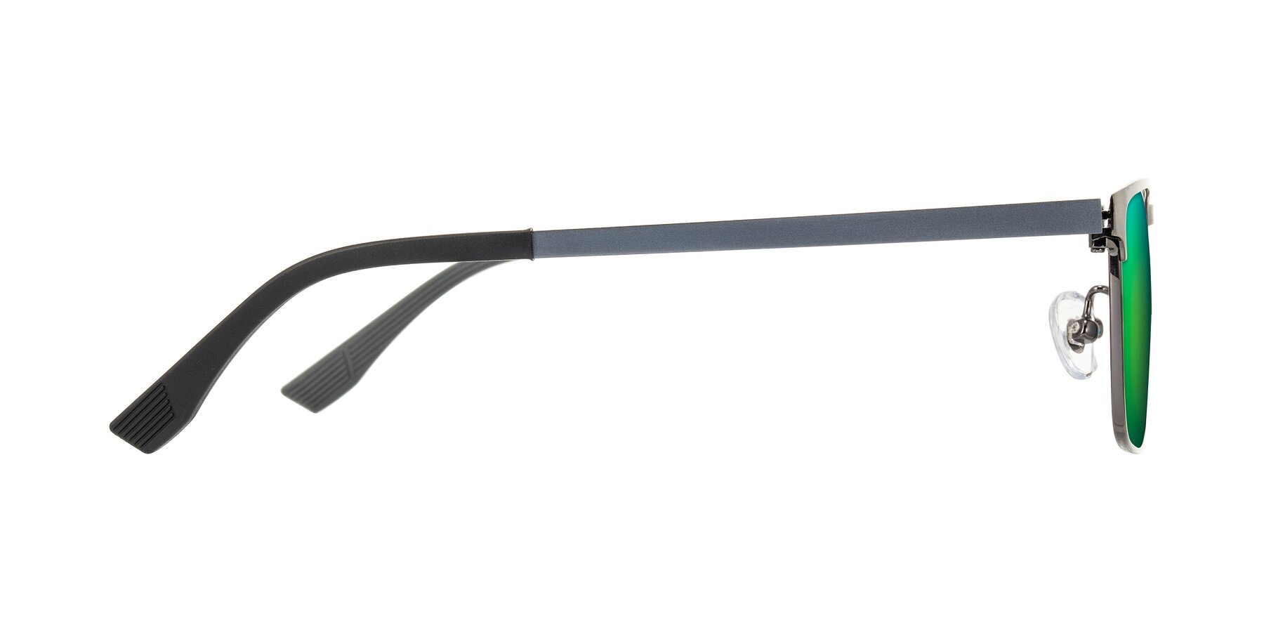 Side of Leeth in Brushed Silver with Green Mirrored Lenses