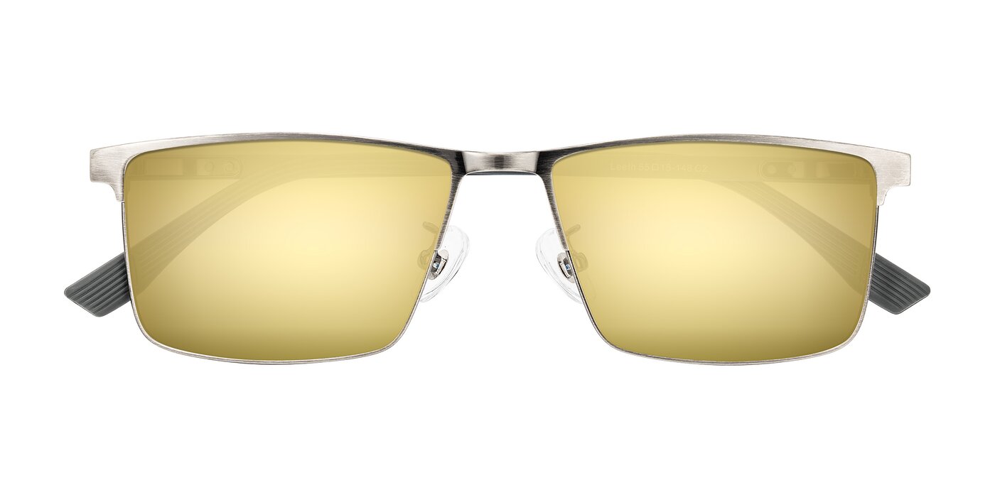 Leeth - Brushed Silver Flash Mirrored Sunglasses