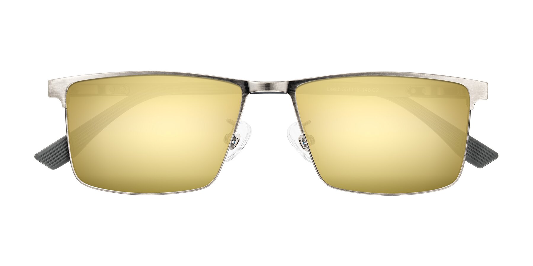 Folded Front of Leeth in Brushed Silver with Gold Mirrored Lenses