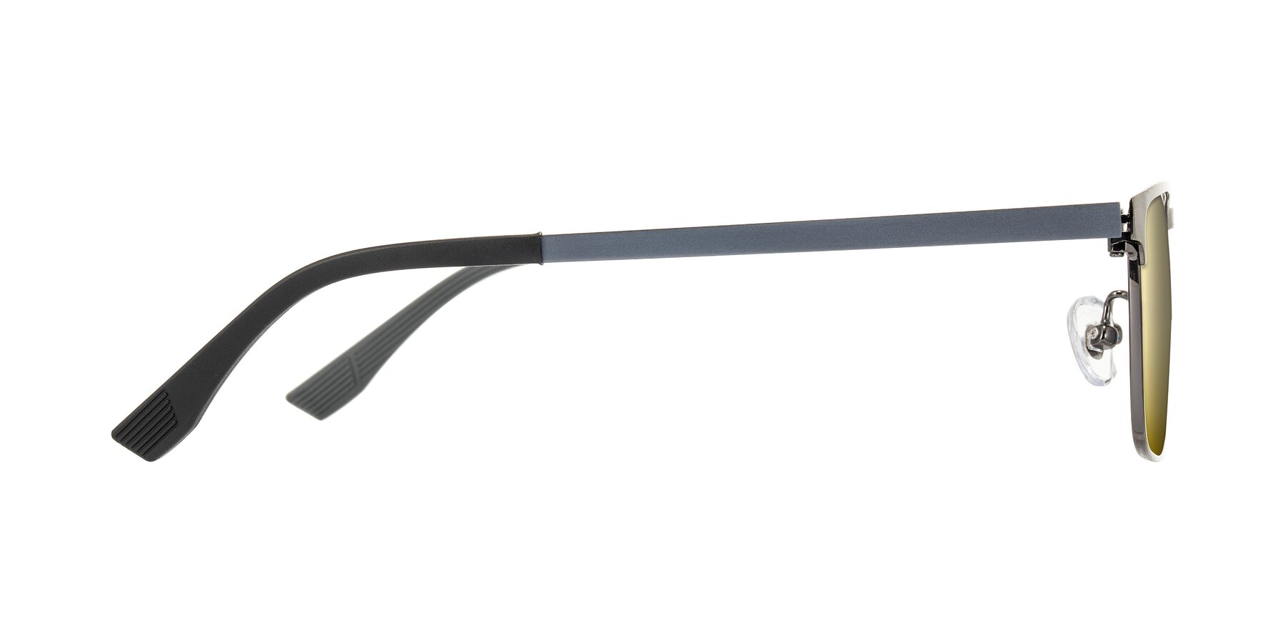 Side of Leeth in Brushed Silver with Gold Mirrored Lenses