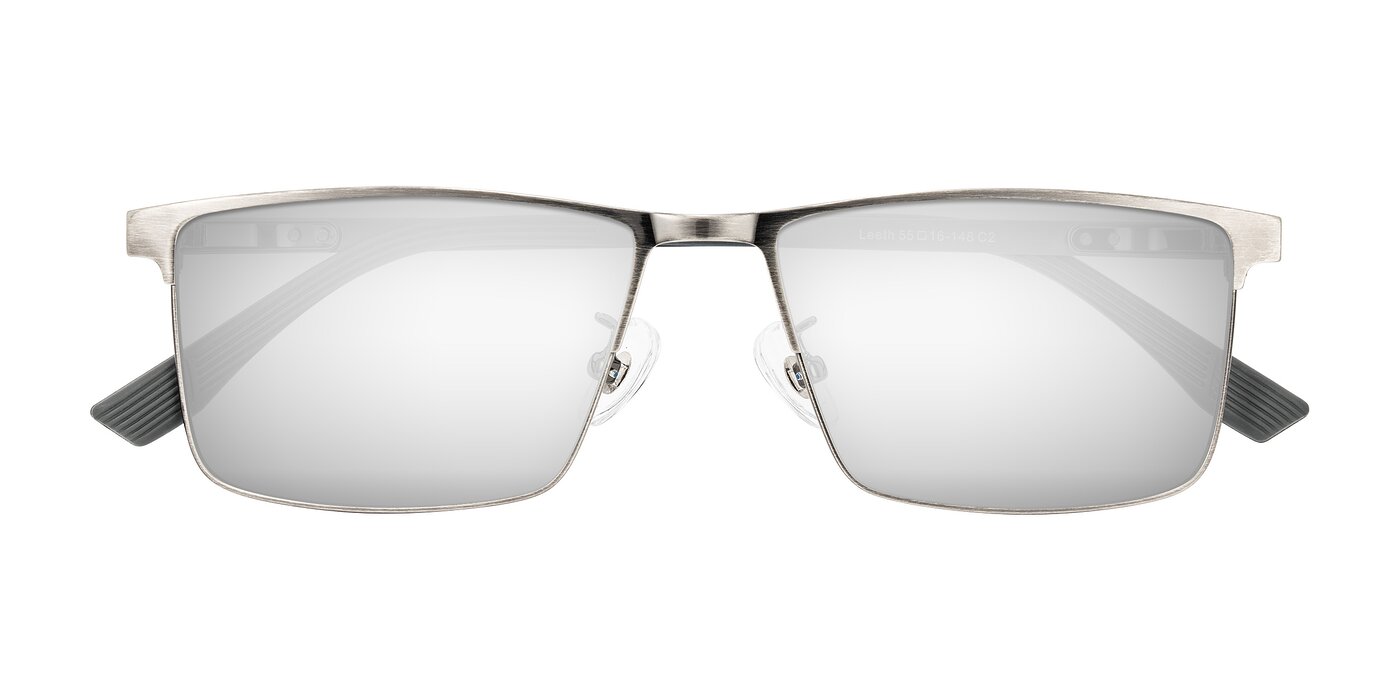 Leeth - Brushed Silver Flash Mirrored Sunglasses