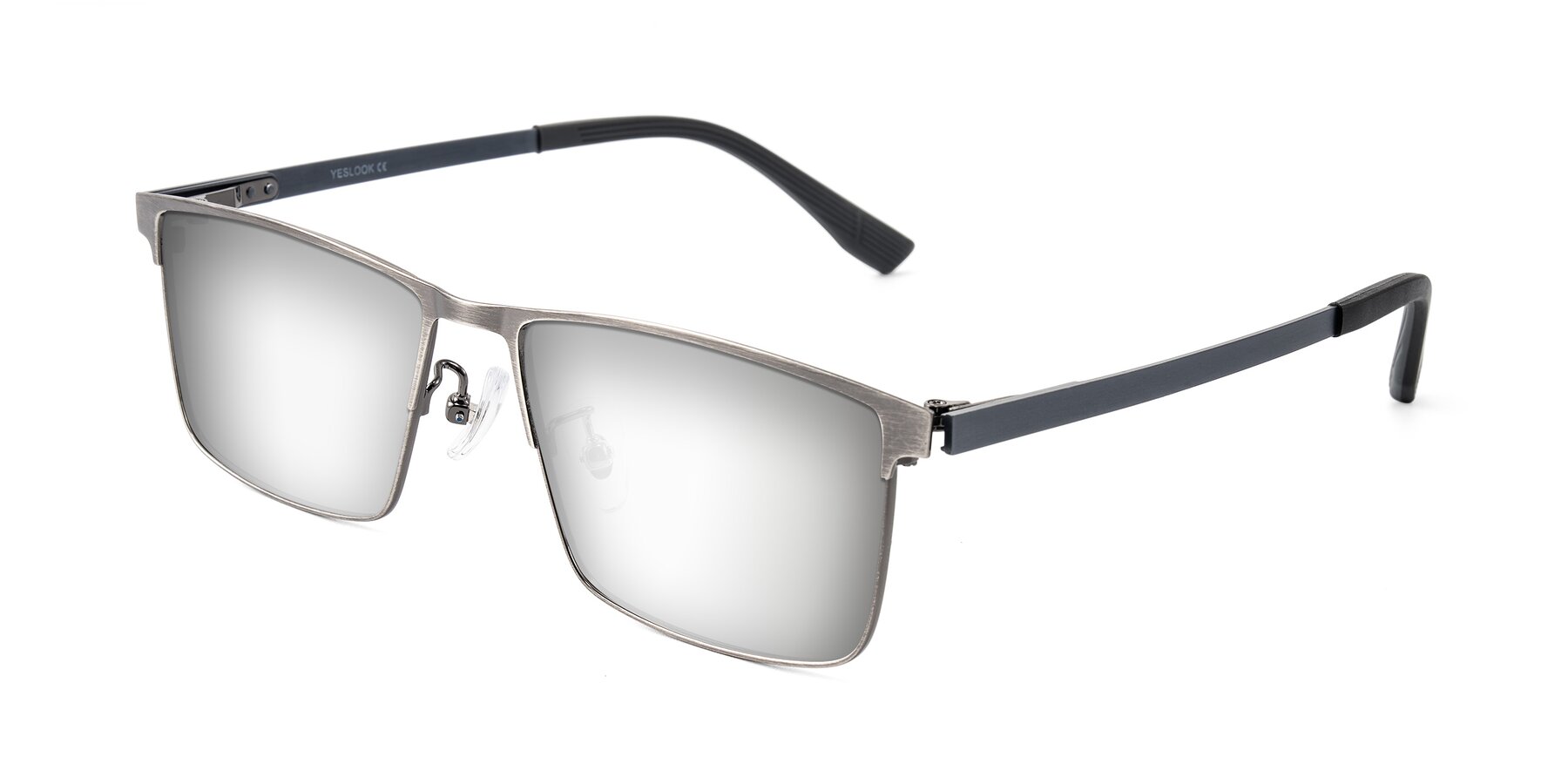 Angle of Leeth in Brushed Silver with Silver Mirrored Lenses