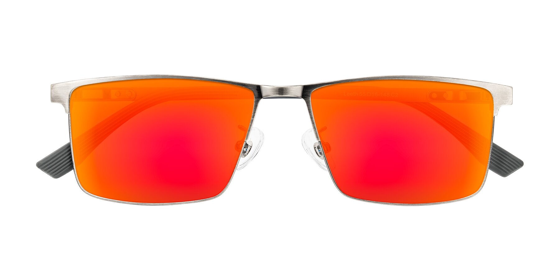 Folded Front of Leeth in Brushed Silver with Red Gold Mirrored Lenses