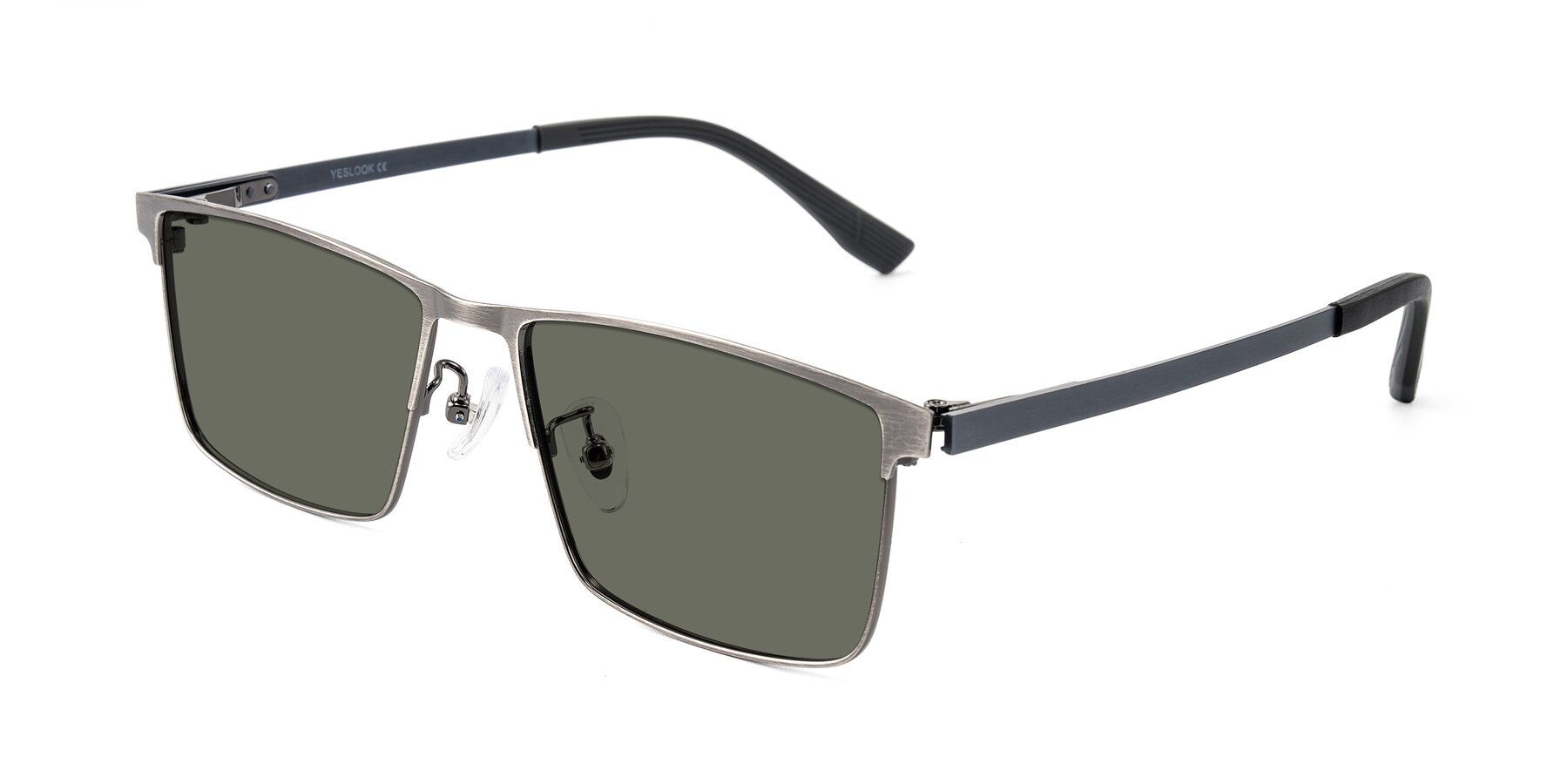 Angle of Leeth in Brushed Silver with Gray Polarized Lenses
