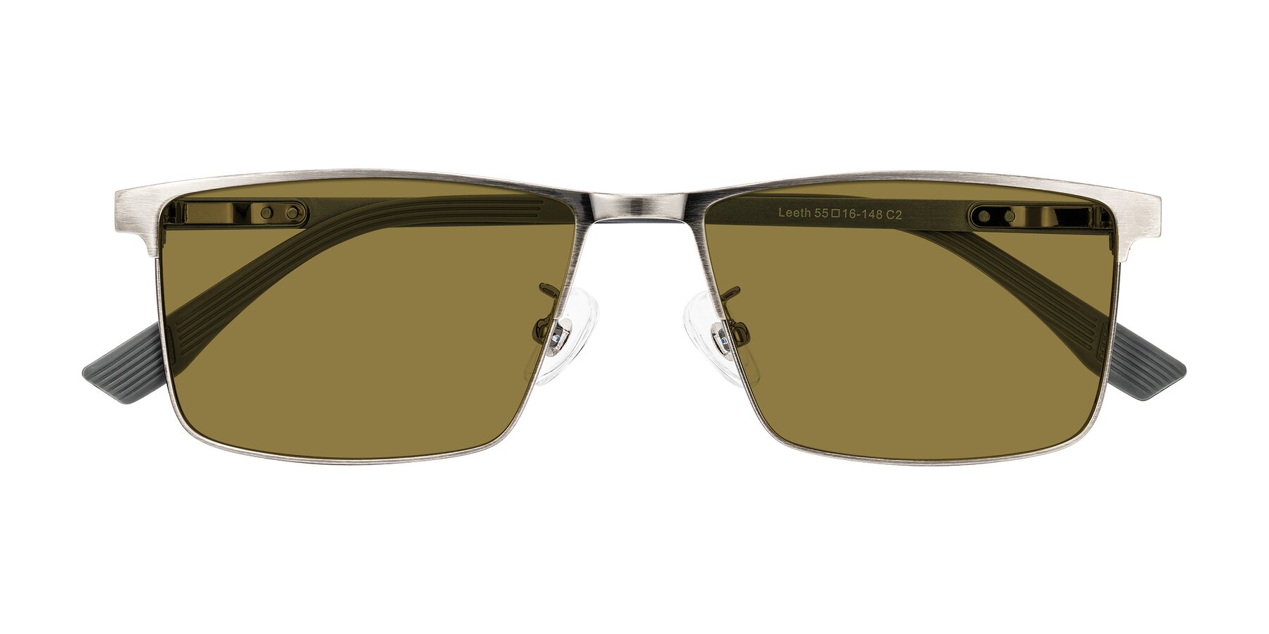 Folded Front of Leeth in Brushed Silver with Brown Polarized Lenses