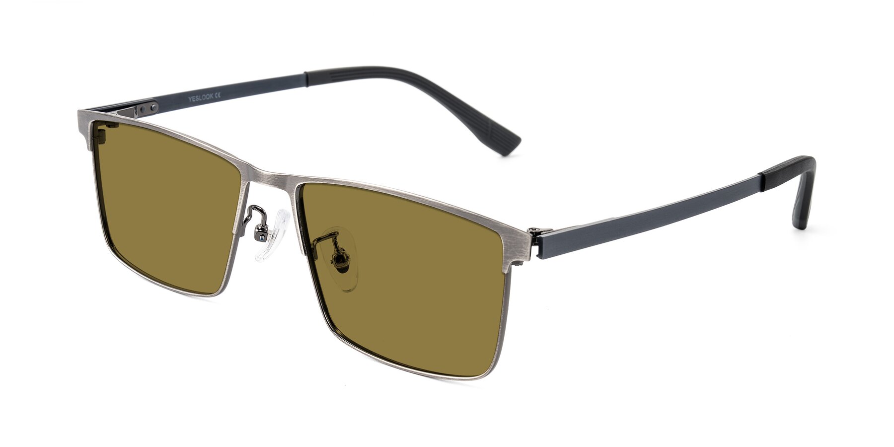 Angle of Leeth in Brushed Silver with Brown Polarized Lenses
