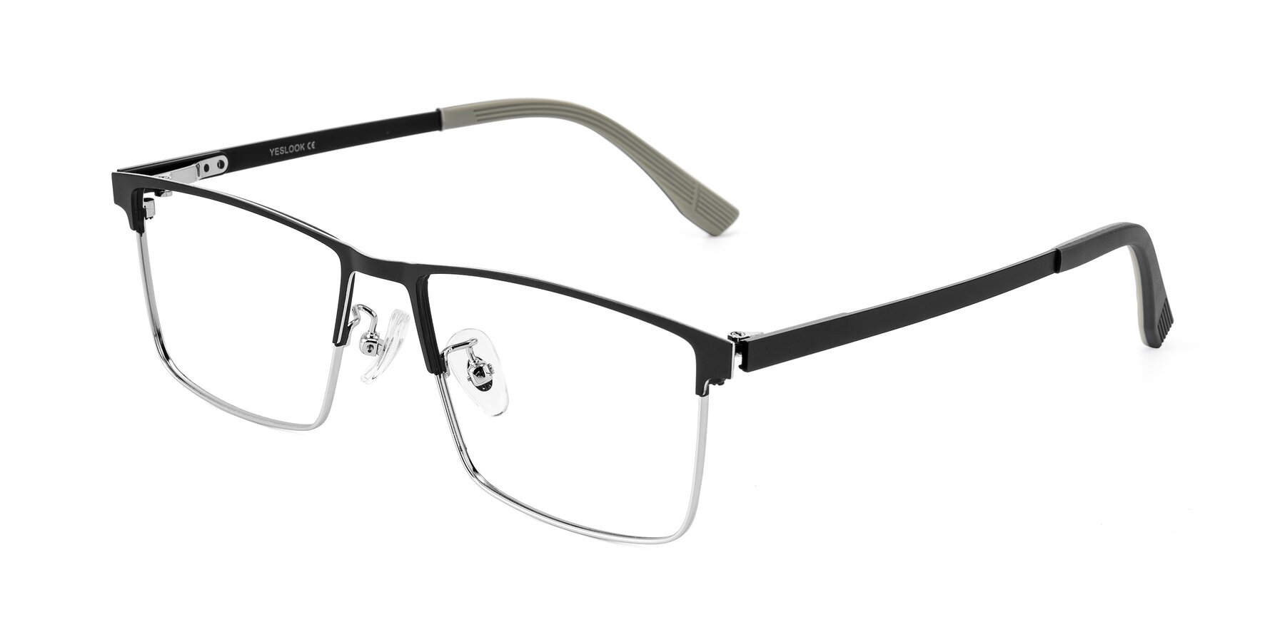 Angle of Leeth in Dark Gray/Silver with Clear Eyeglass Lenses