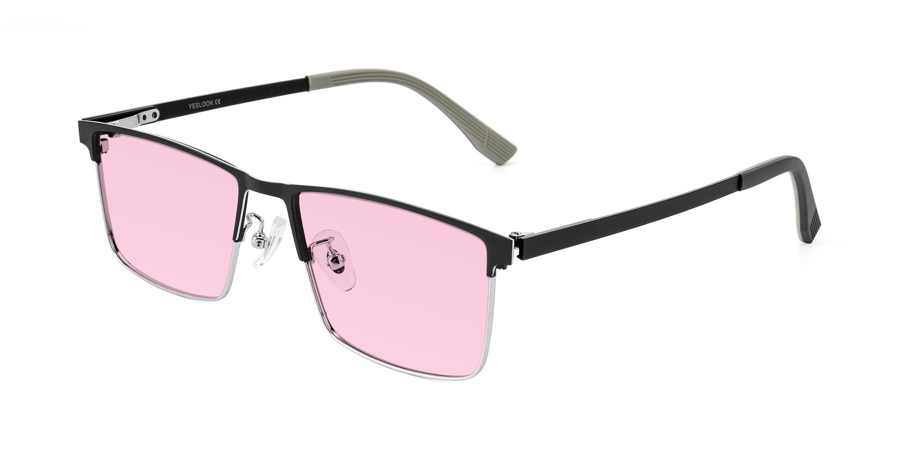 Angle of Leeth in Dark Gray/Silver with Light Pink Tinted Lenses