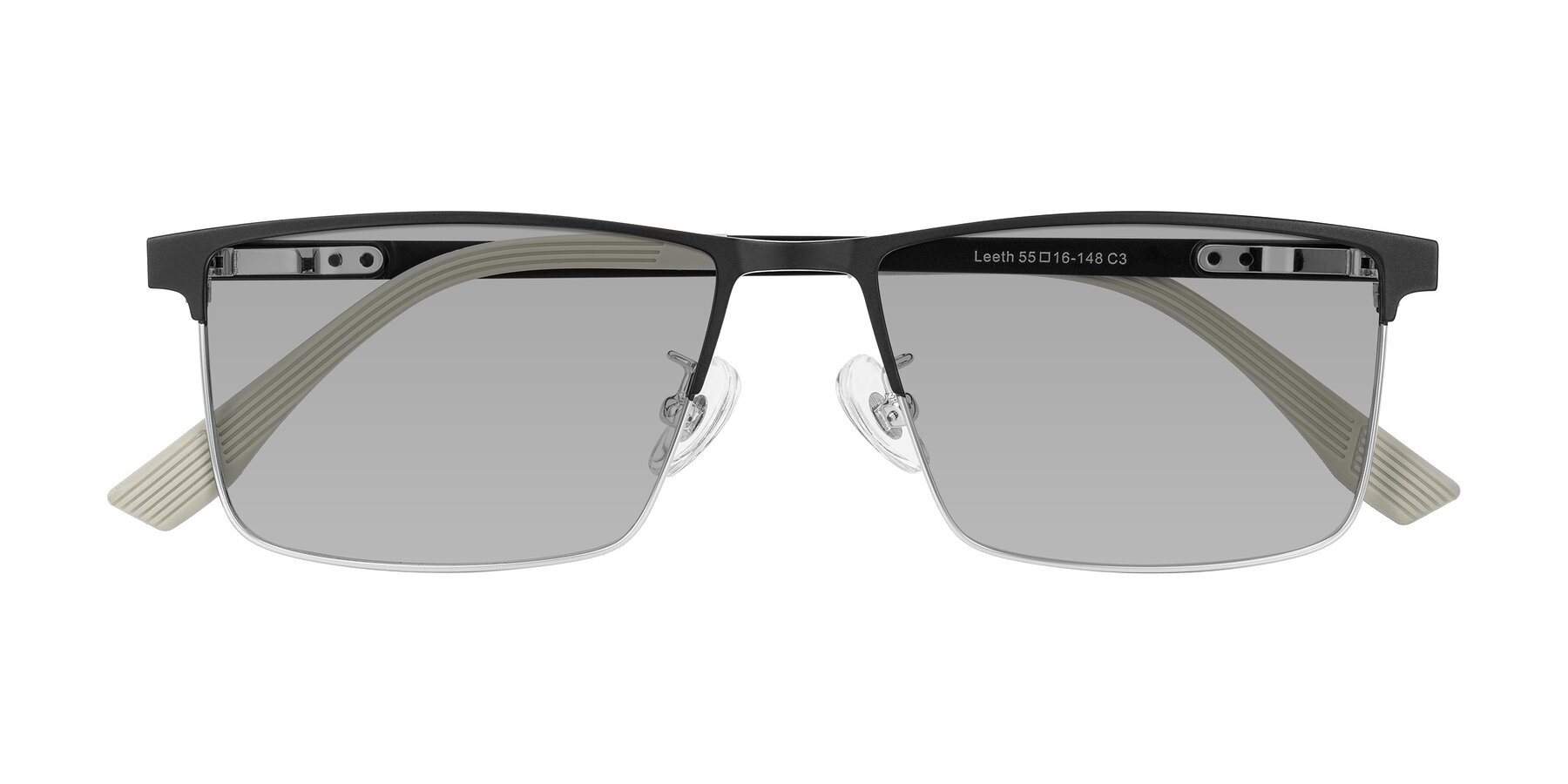 Folded Front of Leeth in Dark Gray/Silver with Light Gray Tinted Lenses