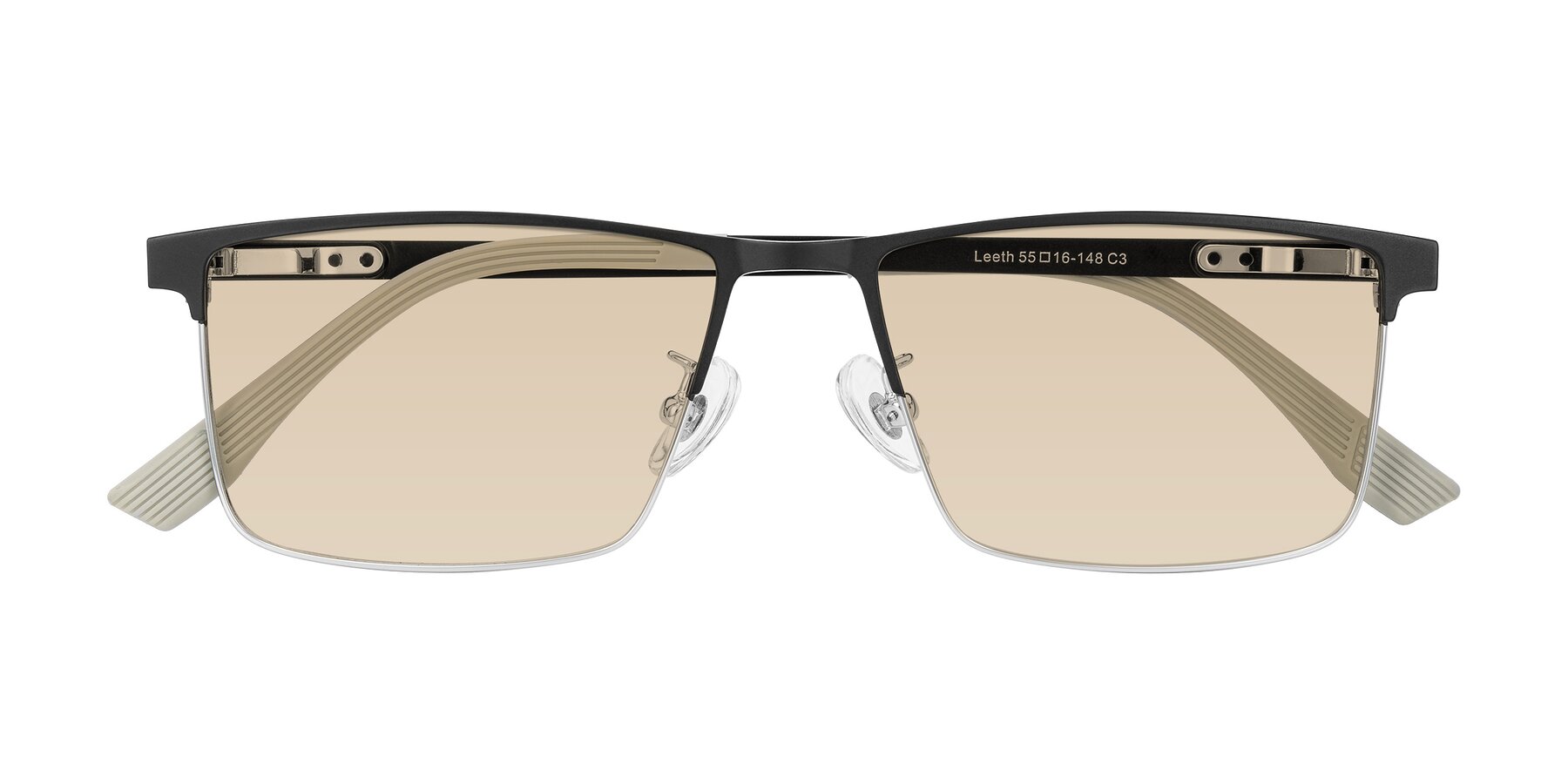 Folded Front of Leeth in Dark Gray/Silver with Light Brown Tinted Lenses