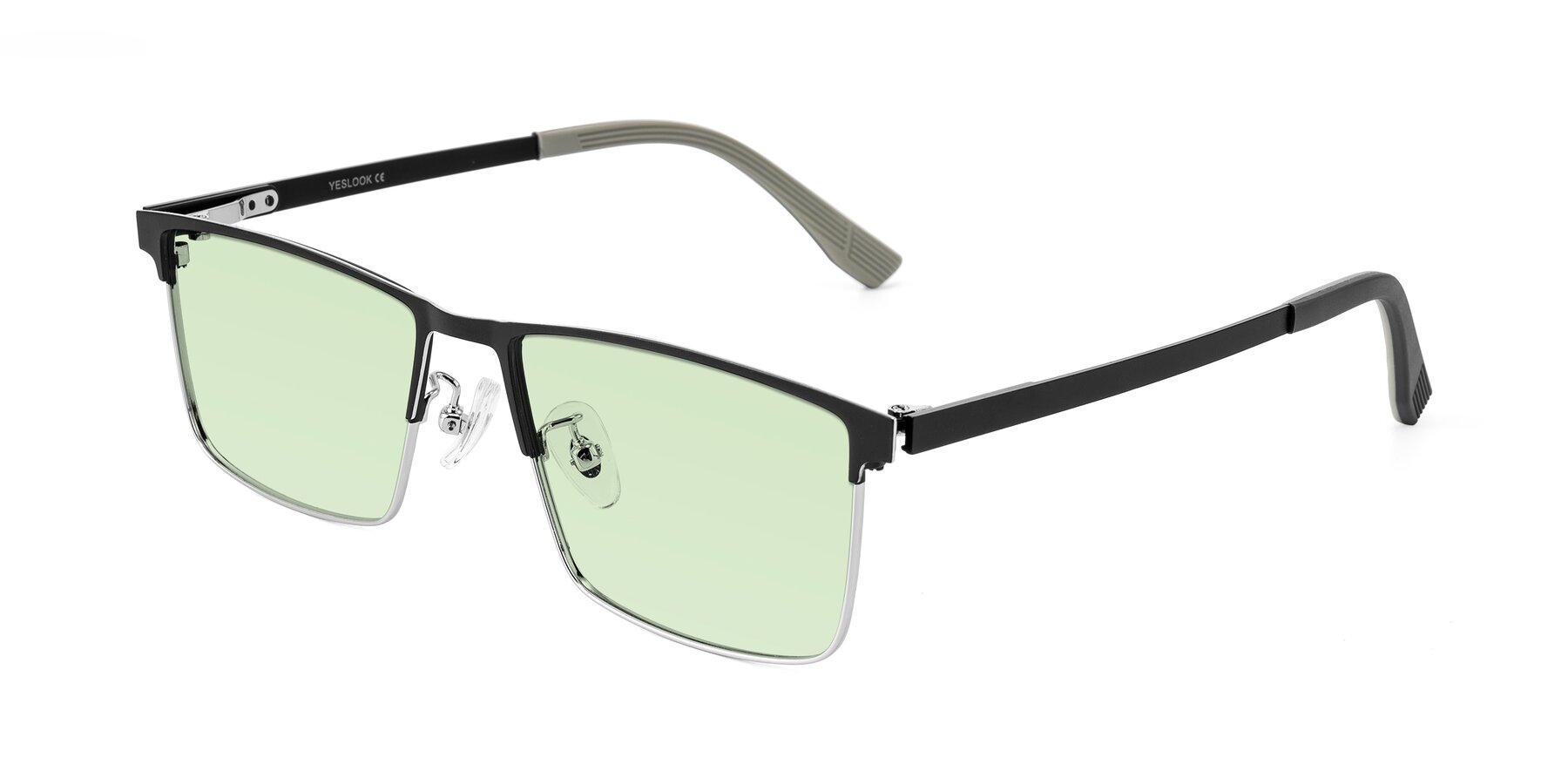 Angle of Leeth in Dark Gray/Silver with Light Green Tinted Lenses