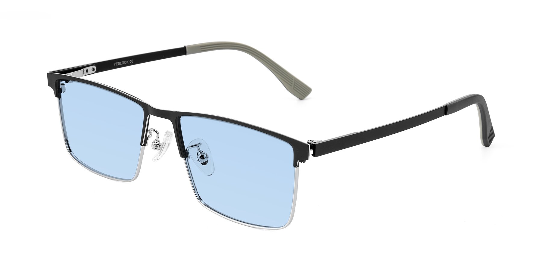 Angle of Leeth in Dark Gray/Silver with Light Blue Tinted Lenses