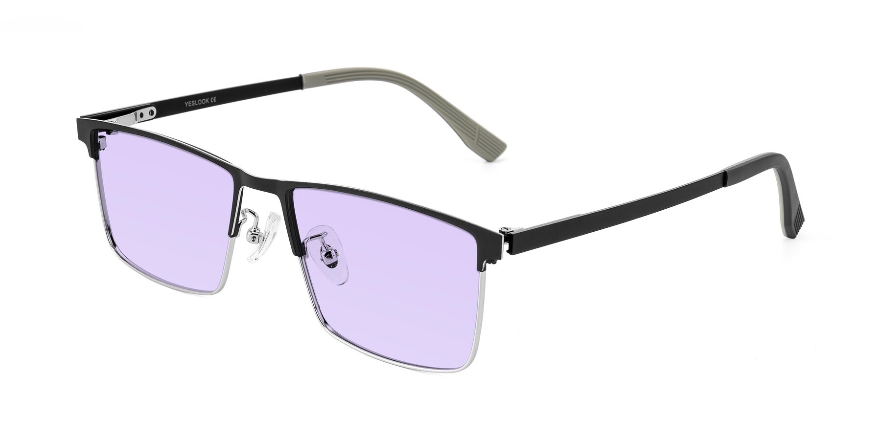 Angle of Leeth in Dark Gray/Silver with Light Purple Tinted Lenses