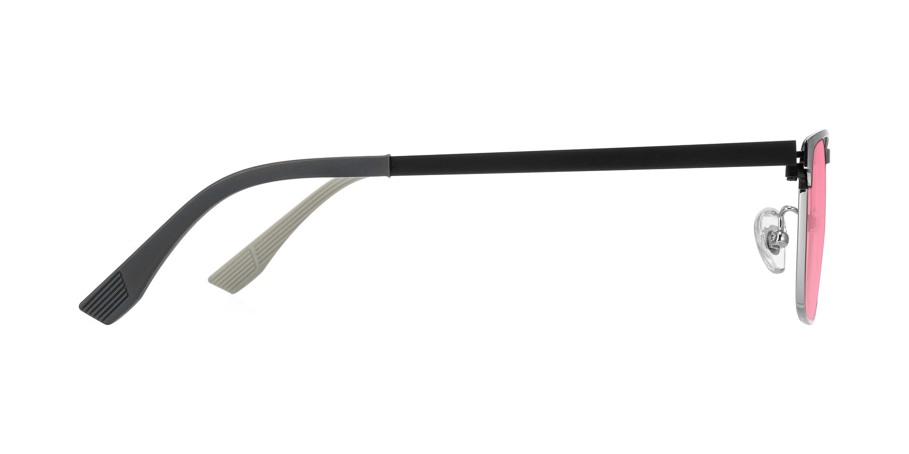 Side of Leeth in Dark Gray/Silver with Pink Tinted Lenses