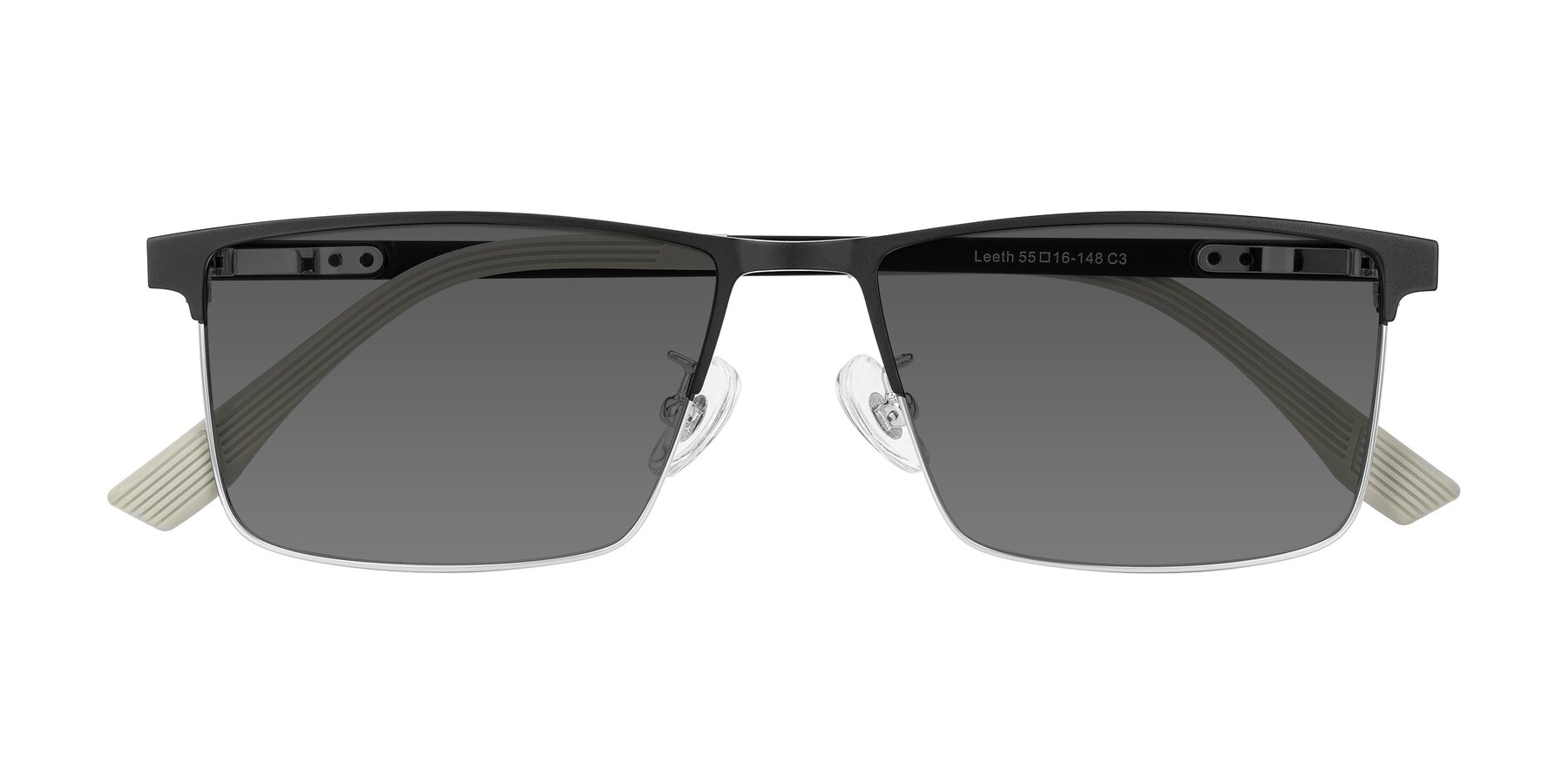 Folded Front of Leeth in Dark Gray/Silver with Medium Gray Tinted Lenses