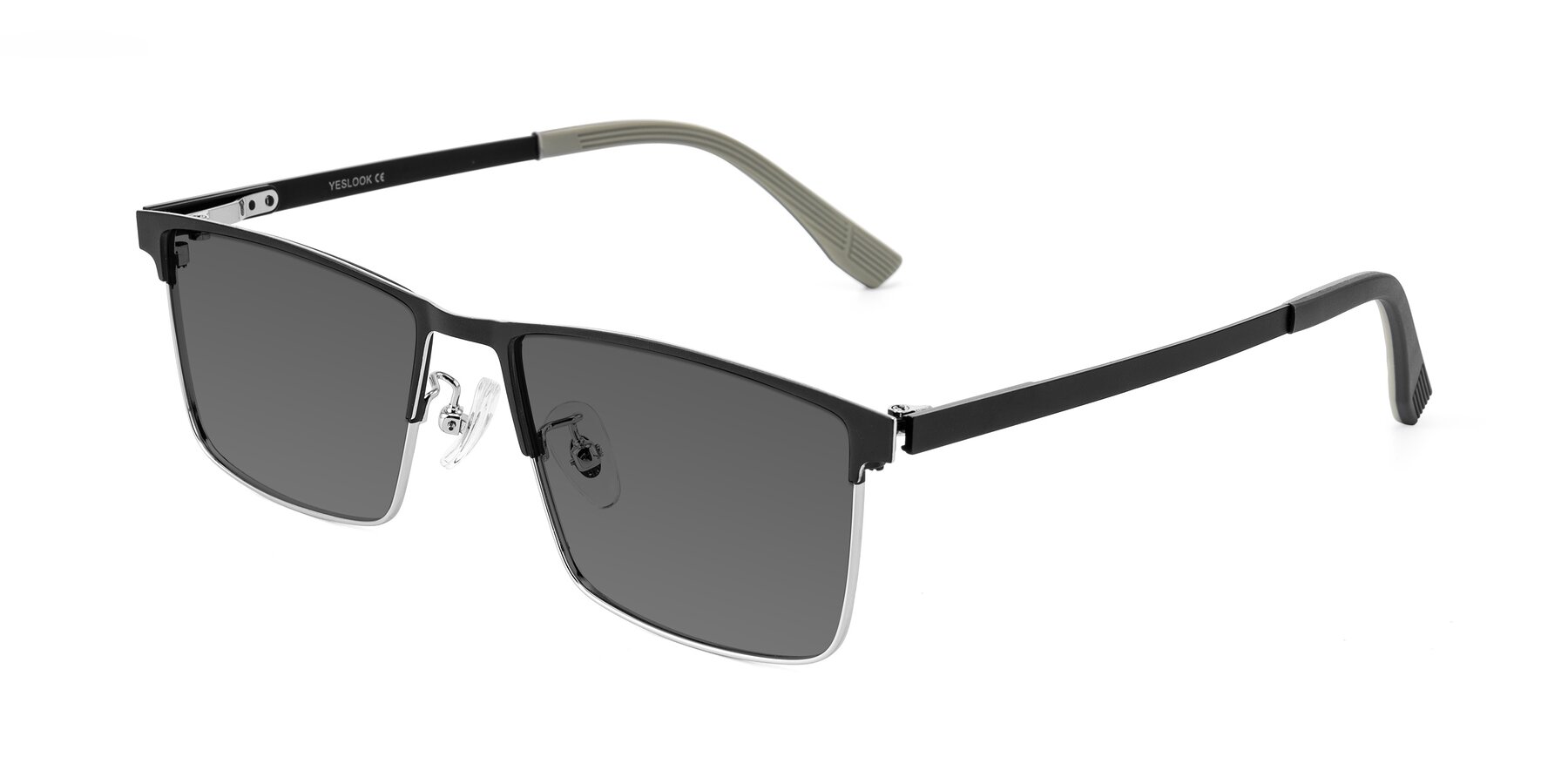 Angle of Leeth in Dark Gray/Silver with Medium Gray Tinted Lenses