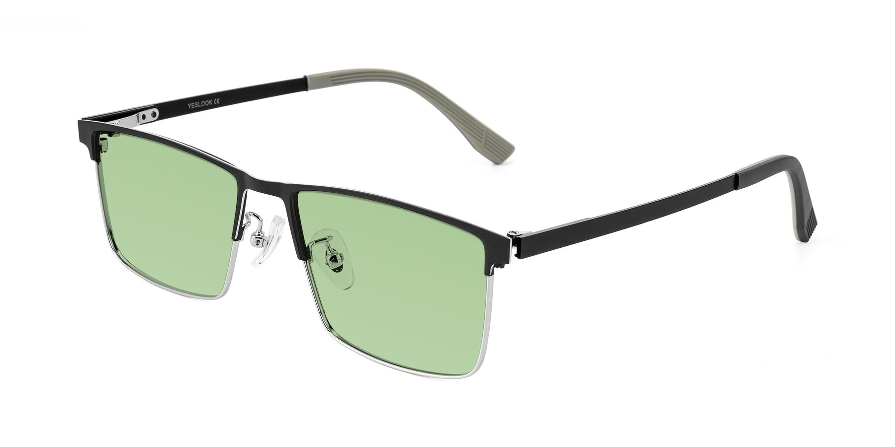 Angle of Leeth in Dark Gray/Silver with Medium Green Tinted Lenses