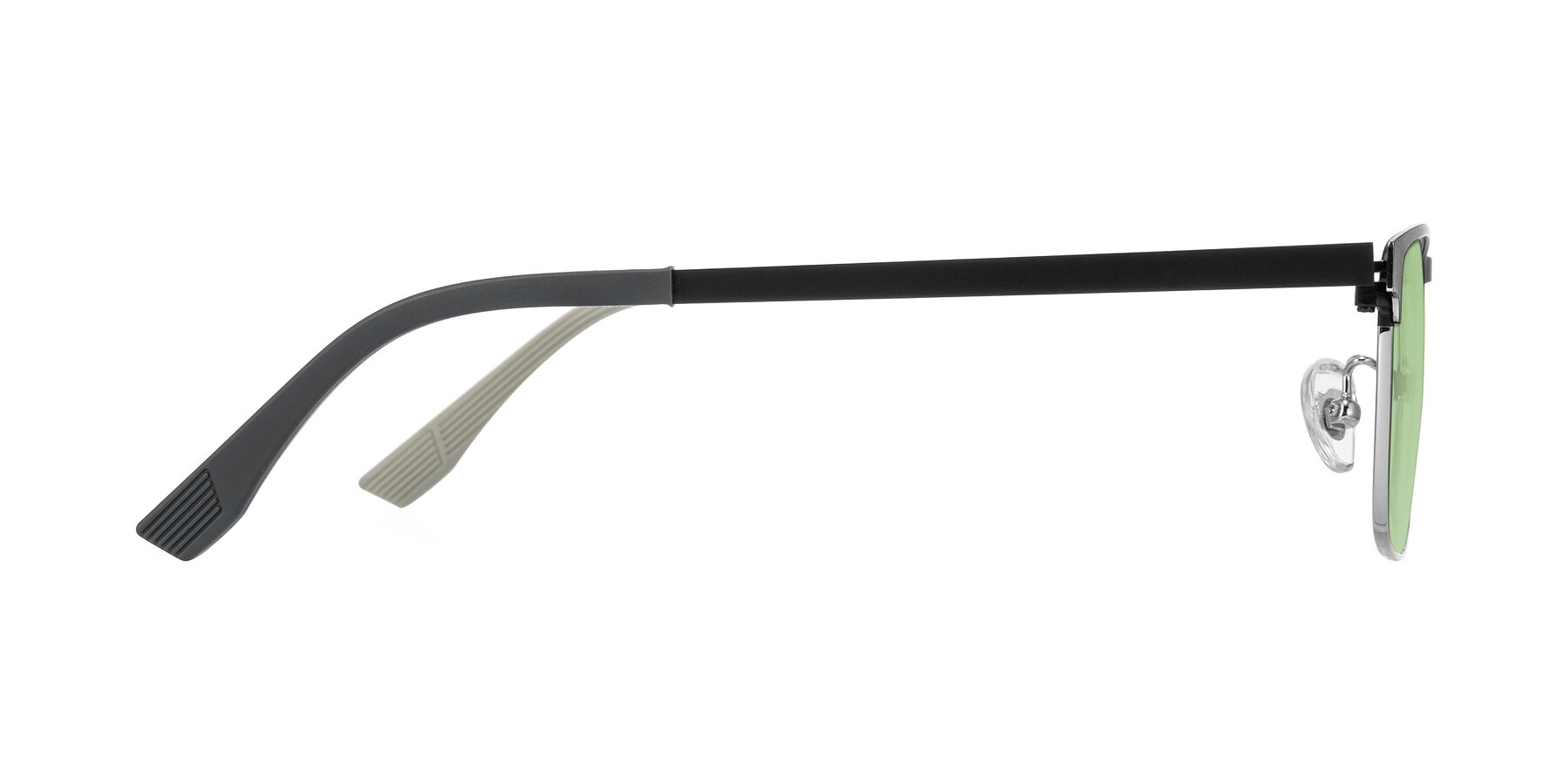 Side of Leeth in Dark Gray/Silver with Medium Green Tinted Lenses