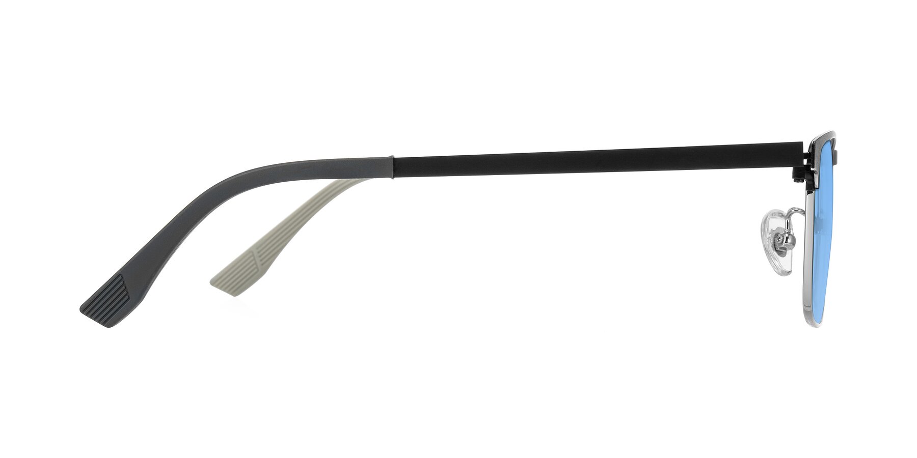 Side of Leeth in Dark Gray/Silver with Medium Blue Tinted Lenses