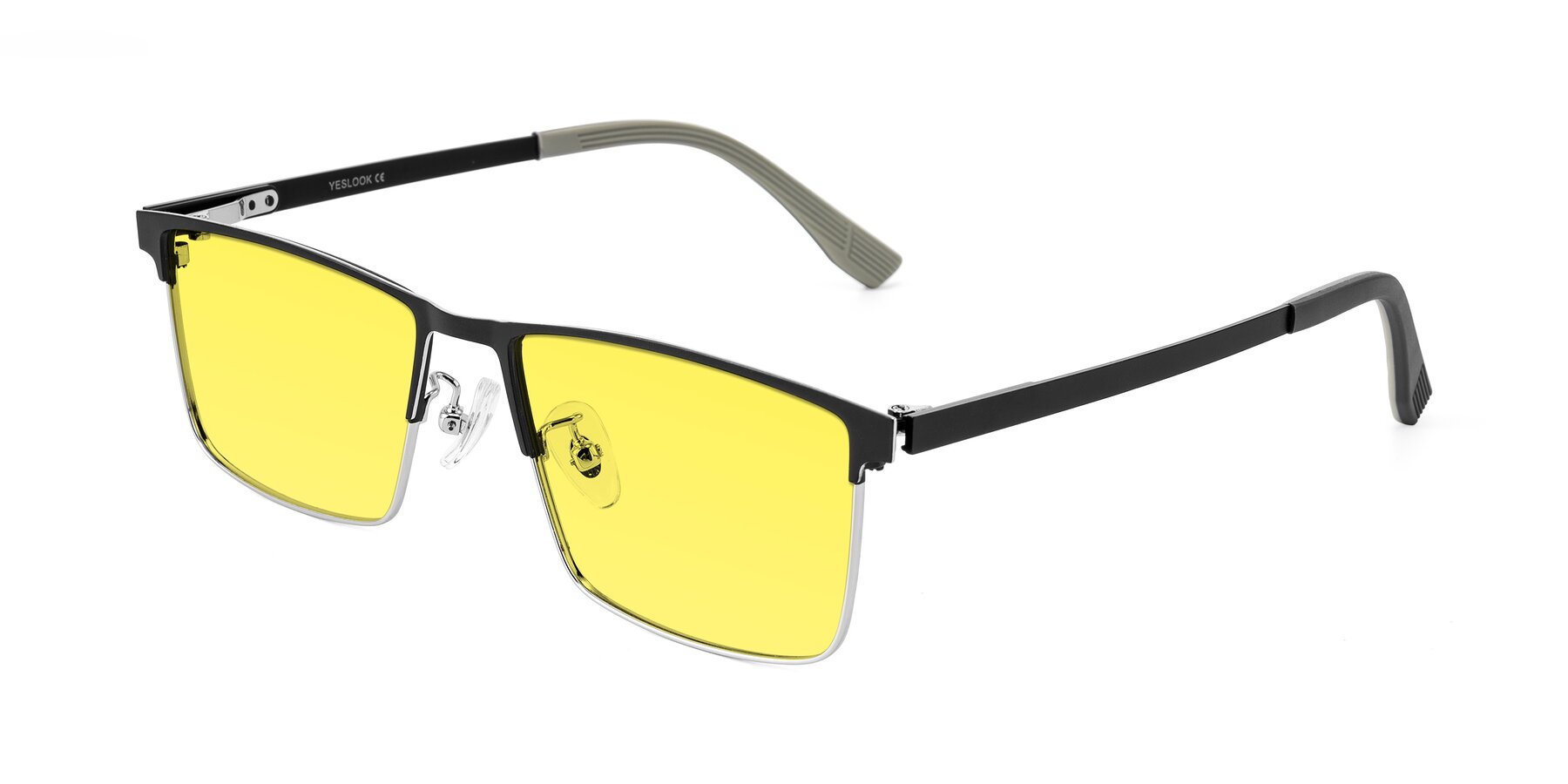 Angle of Leeth in Dark Gray/Silver with Medium Yellow Tinted Lenses