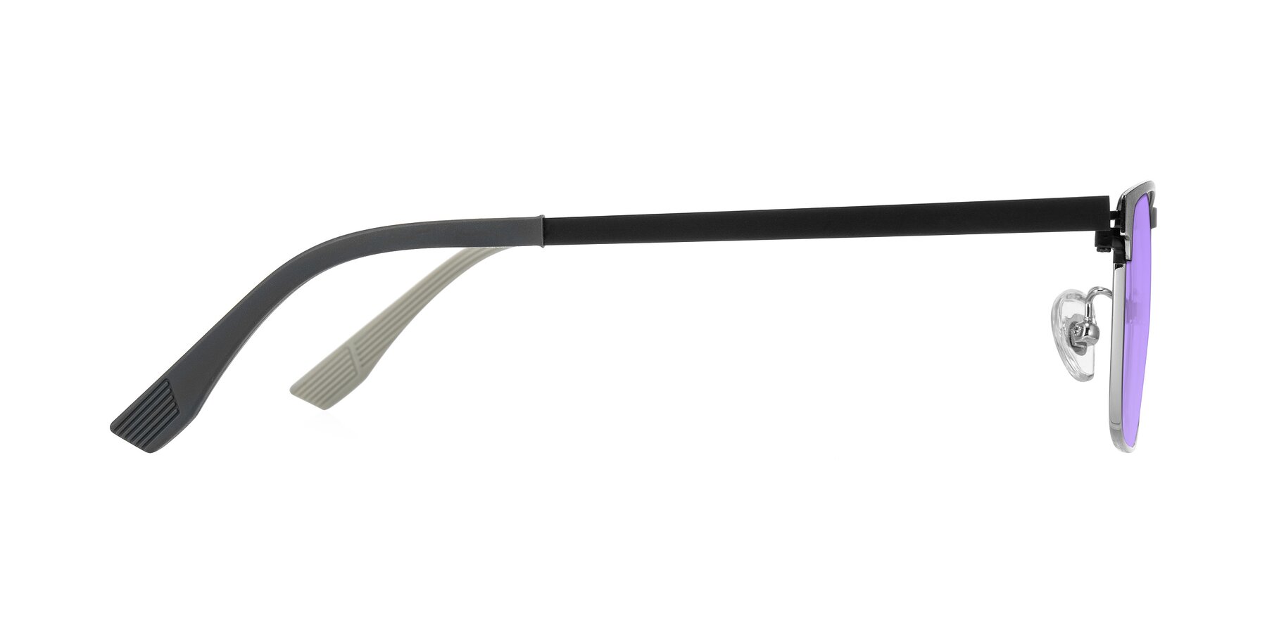Side of Leeth in Dark Gray/Silver with Medium Purple Tinted Lenses
