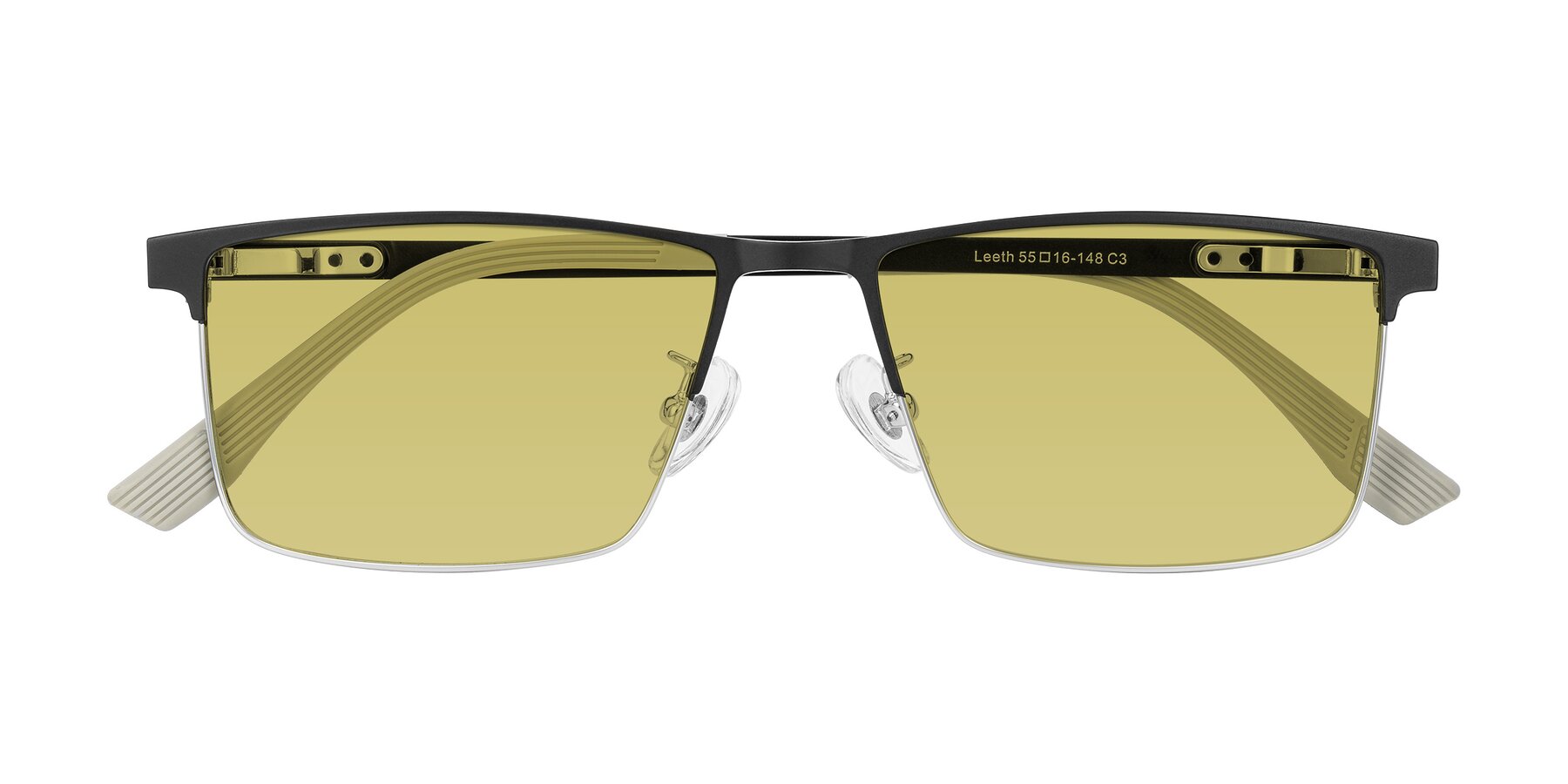 Folded Front of Leeth in Dark Gray/Silver with Medium Champagne Tinted Lenses