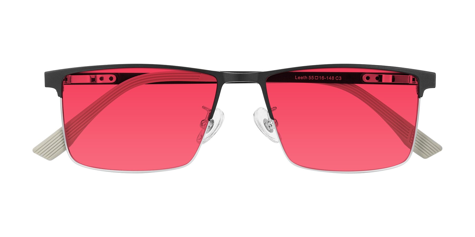 Folded Front of Leeth in Dark Gray/Silver with Red Tinted Lenses