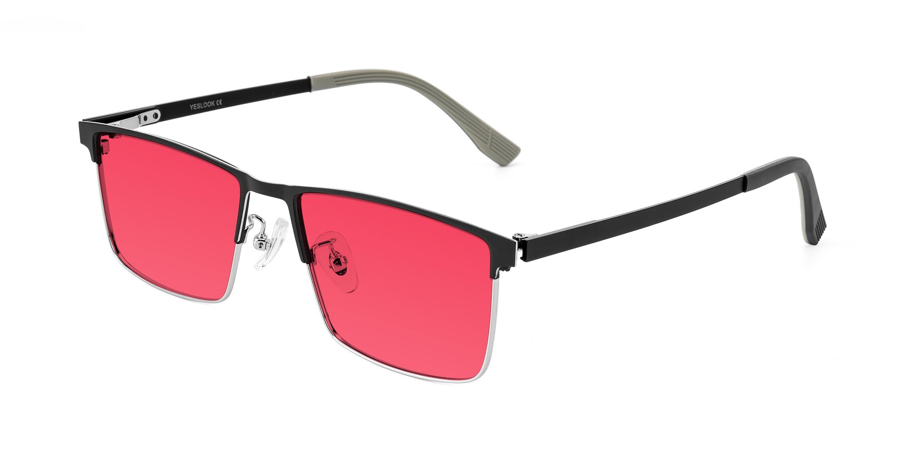Angle of Leeth in Dark Gray/Silver with Red Tinted Lenses