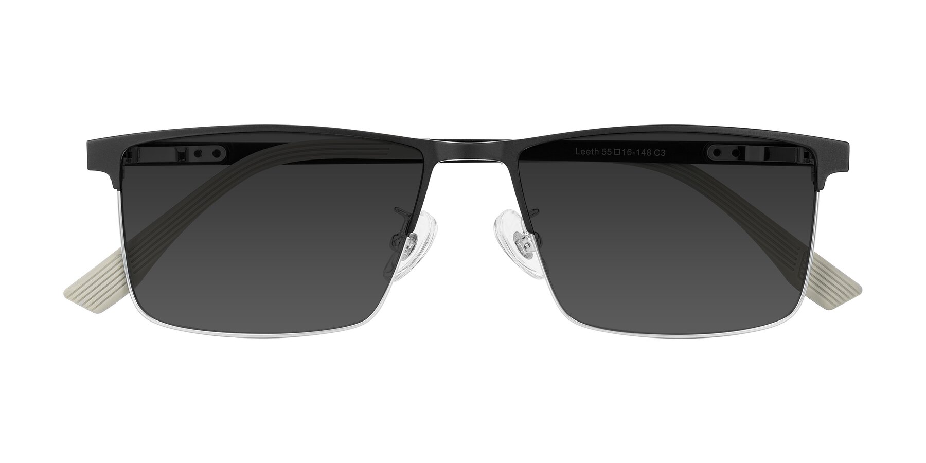 Folded Front of Leeth in Dark Gray/Silver with Gray Tinted Lenses