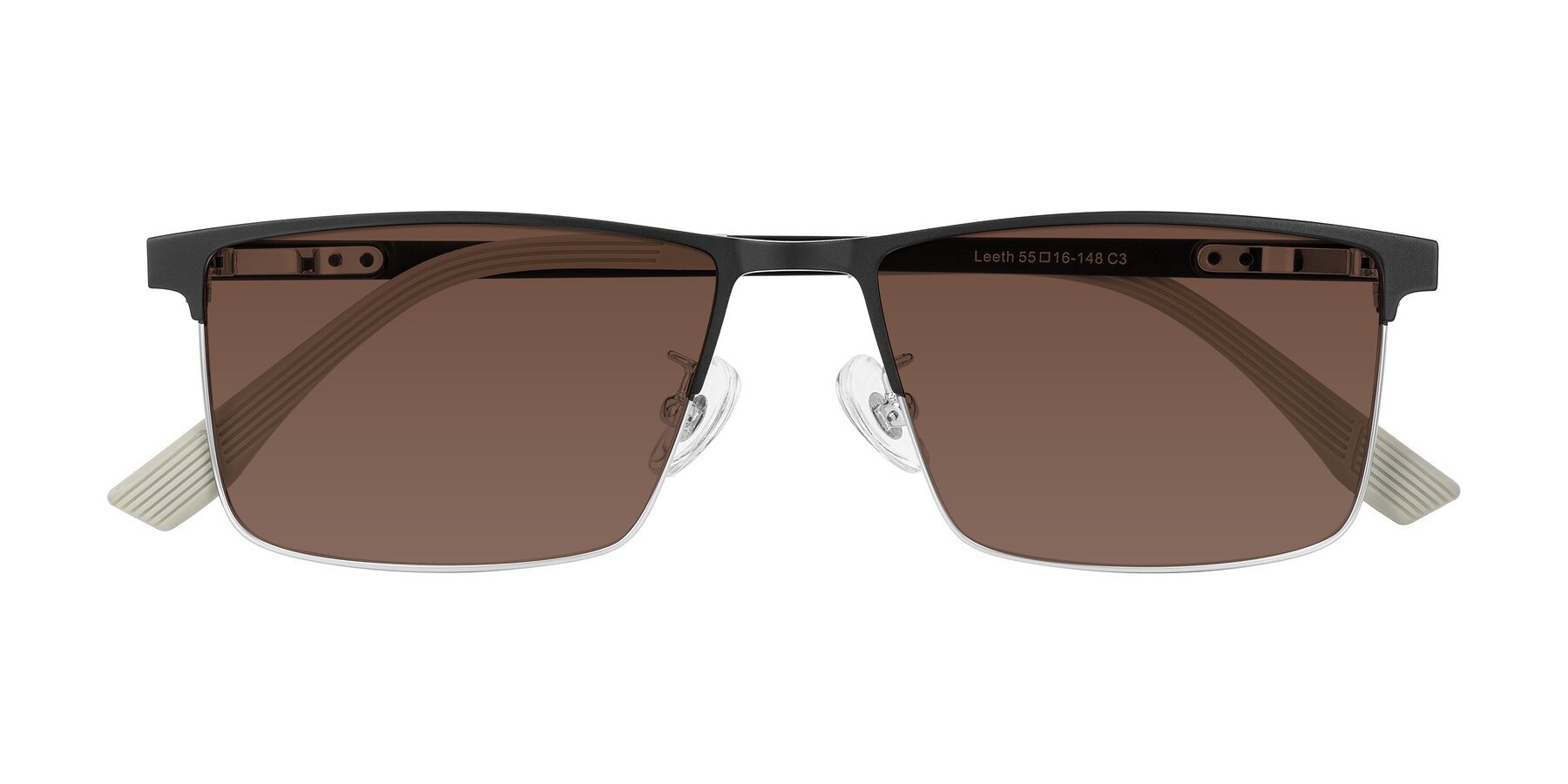 Folded Front of Leeth in Dark Gray/Silver with Brown Tinted Lenses