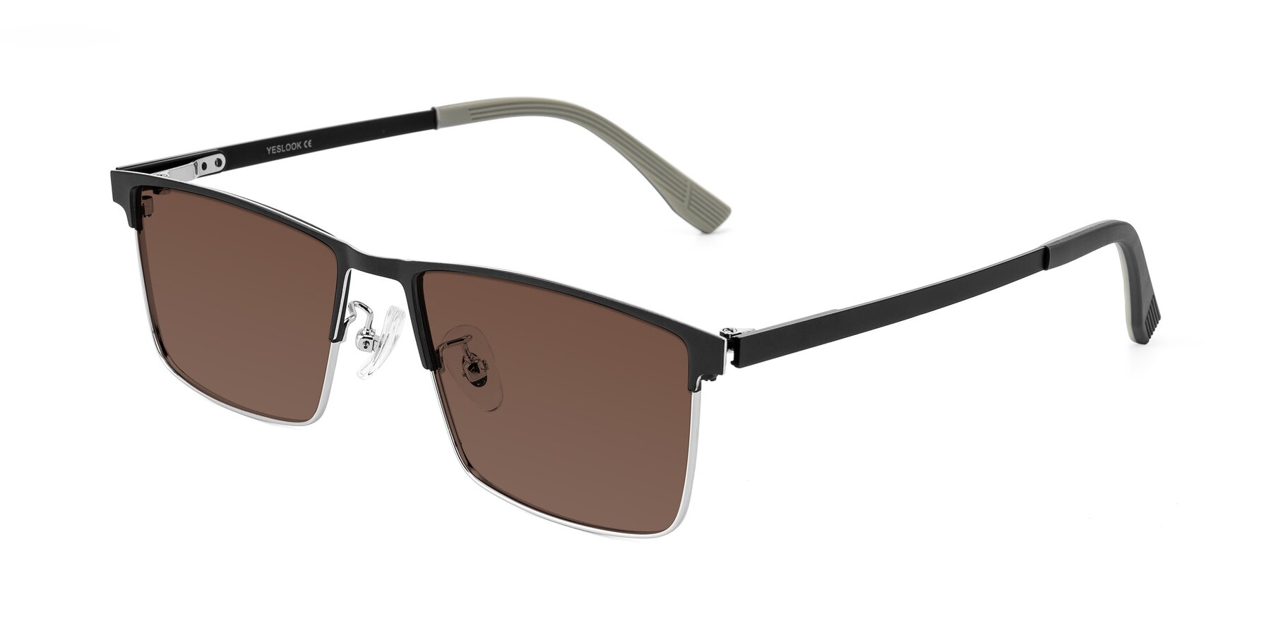 Angle of Leeth in Dark Gray/Silver with Brown Tinted Lenses
