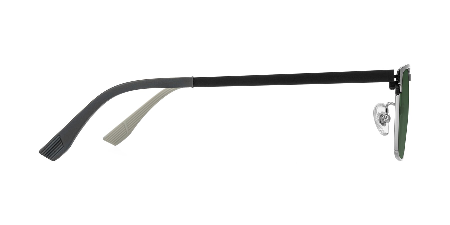 Side of Leeth in Dark Gray/Silver with Green Tinted Lenses
