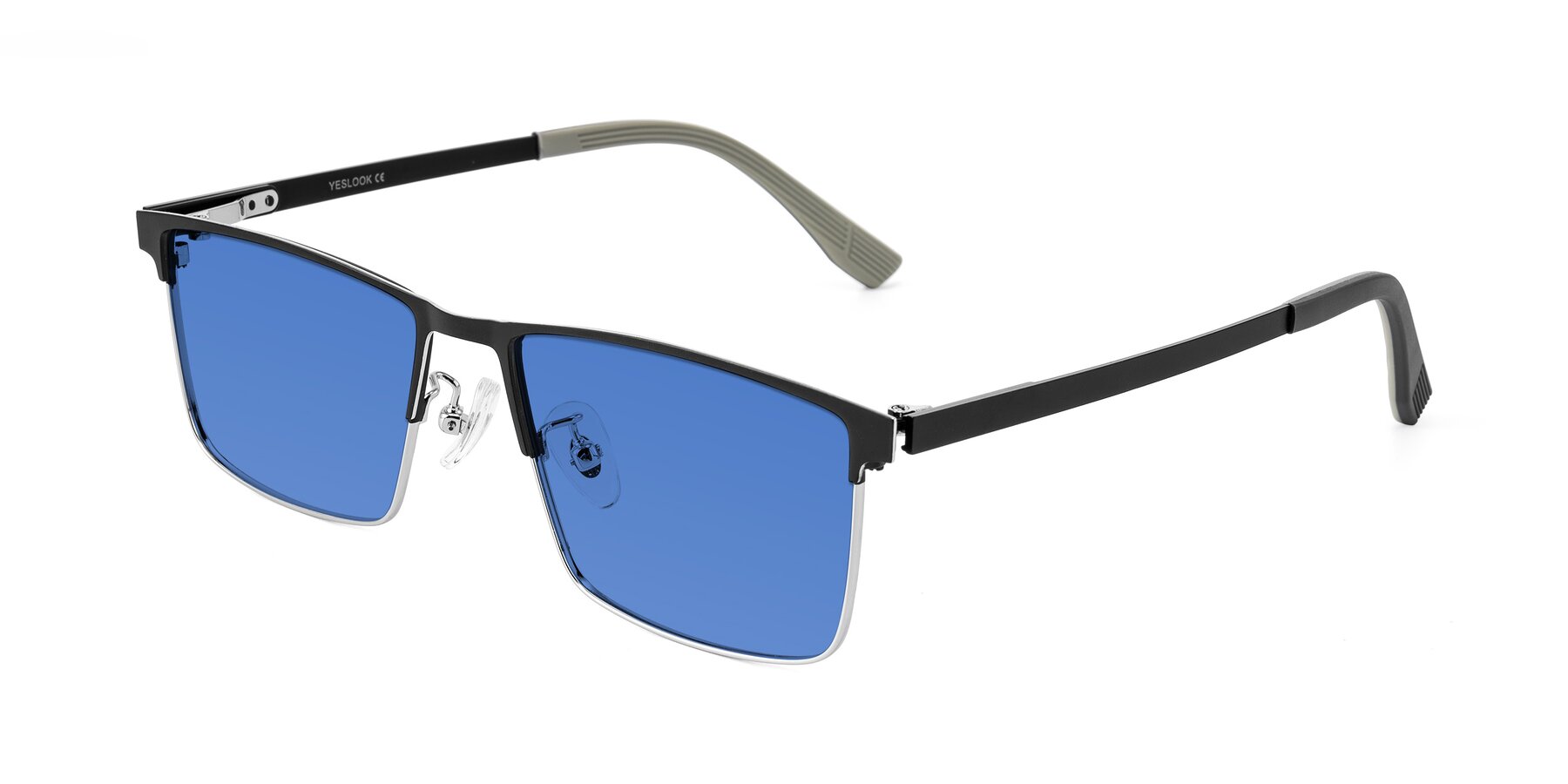 Angle of Leeth in Dark Gray/Silver with Blue Tinted Lenses