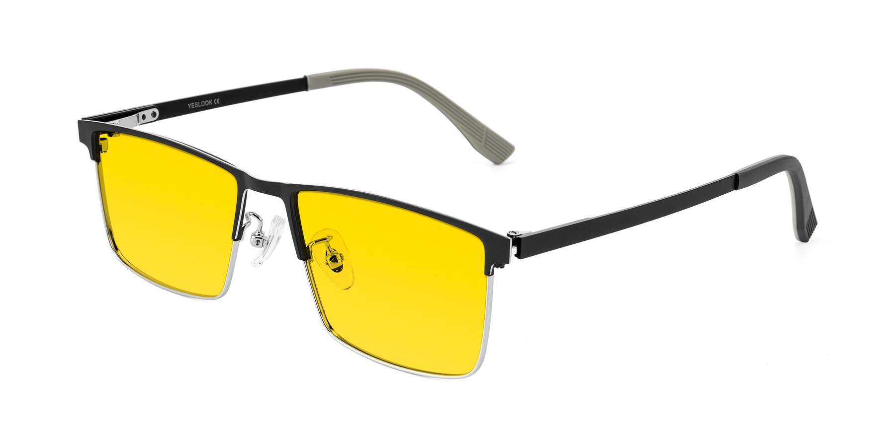 Angle of Leeth in Dark Gray/Silver with Yellow Tinted Lenses