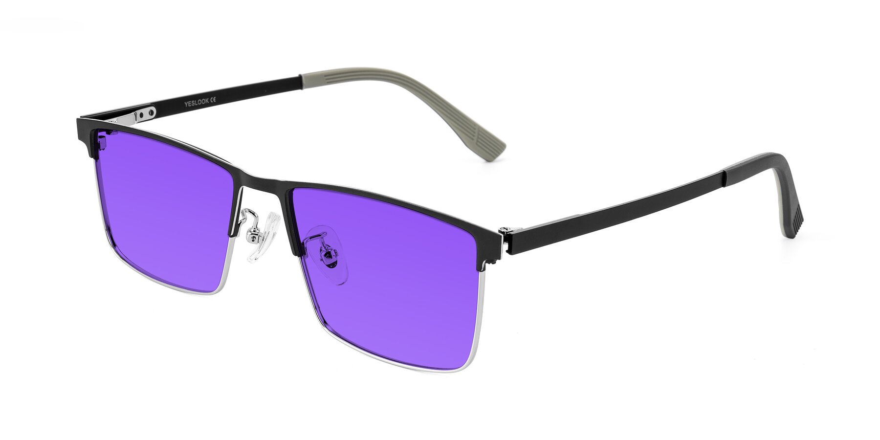 Angle of Leeth in Dark Gray/Silver with Purple Tinted Lenses