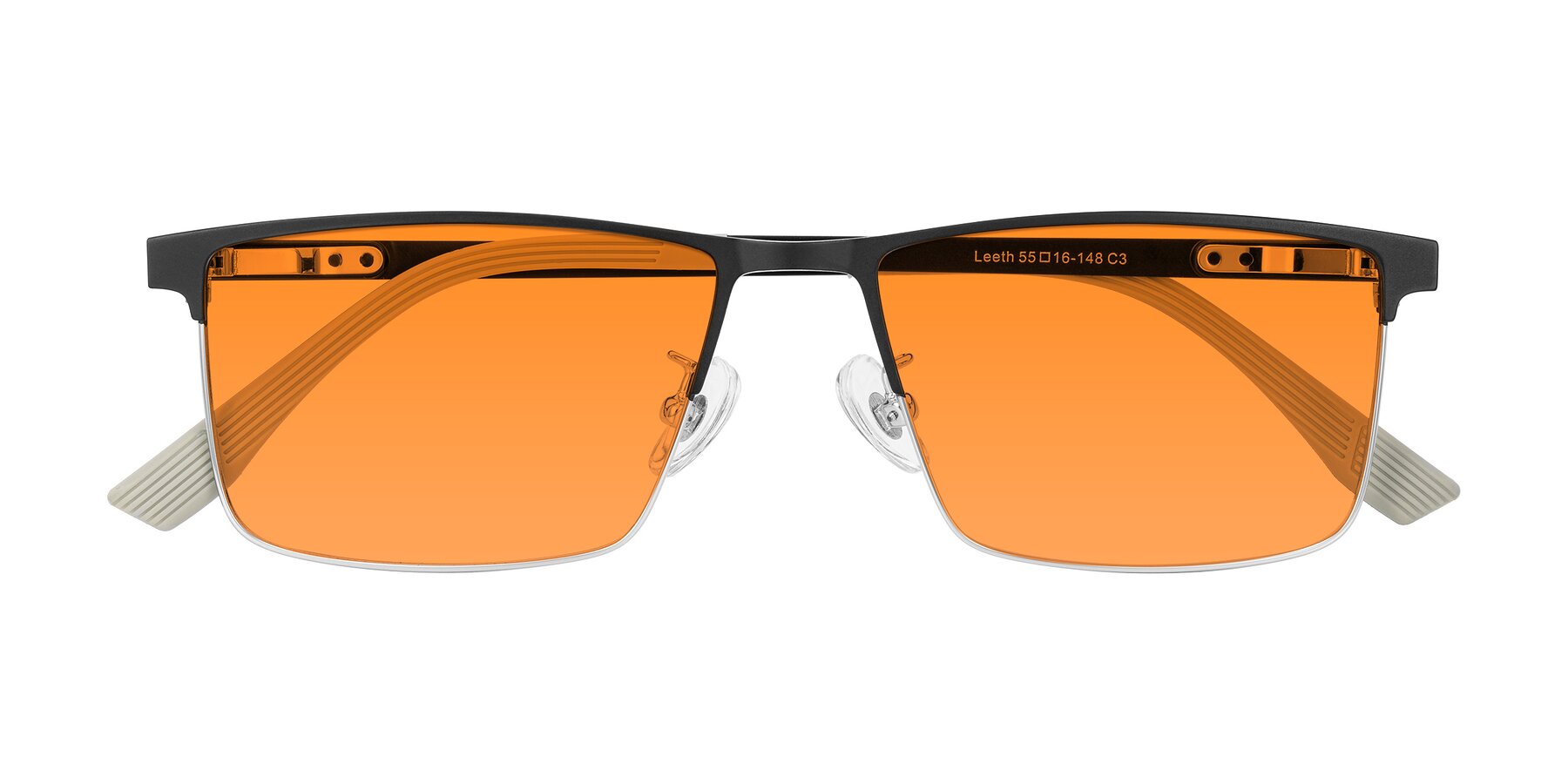 Folded Front of Leeth in Dark Gray/Silver with Orange Tinted Lenses