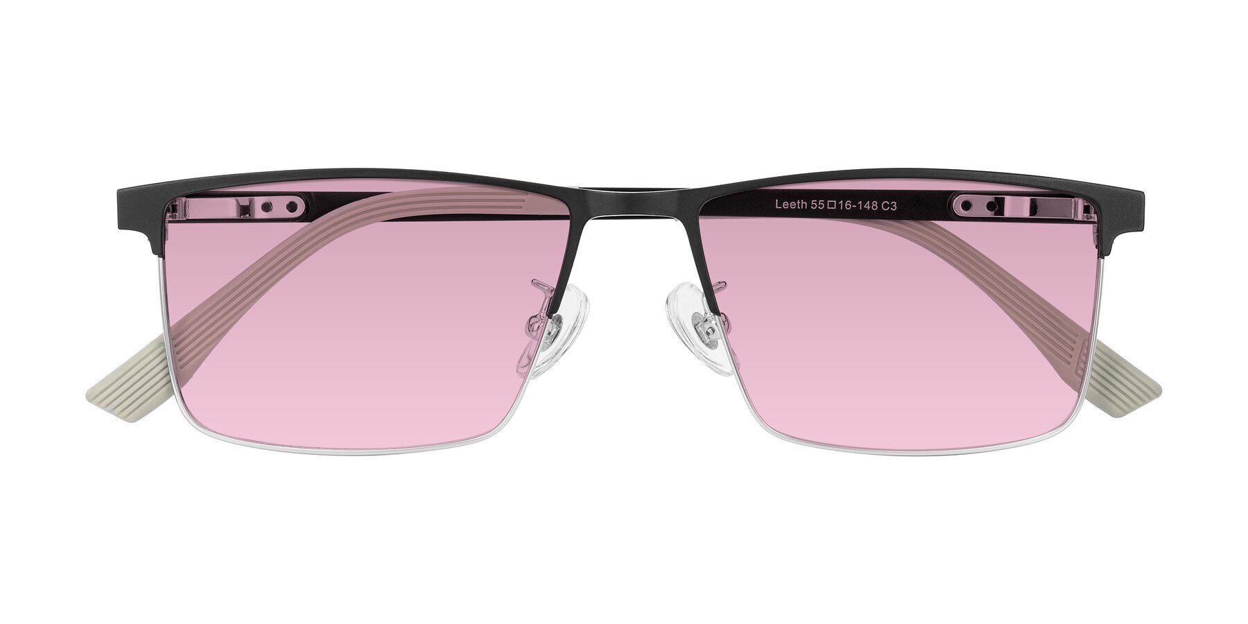 Folded Front of Leeth in Dark Gray/Silver with Light Wine Tinted Lenses