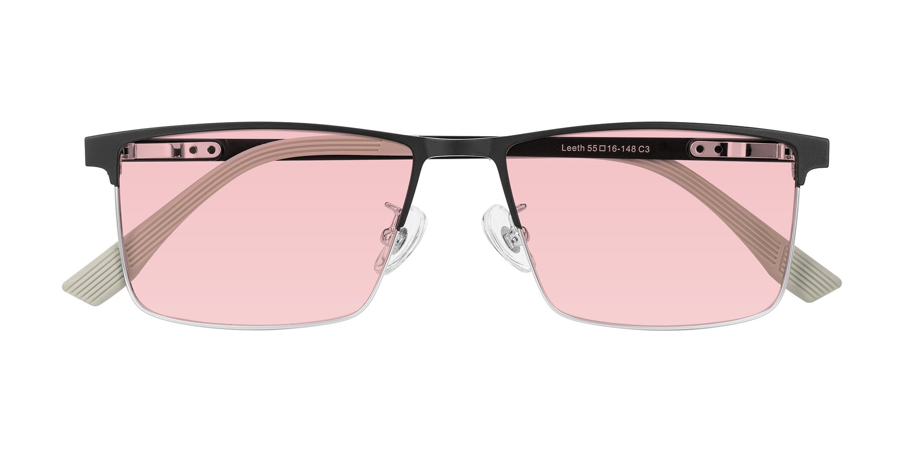Folded Front of Leeth in Dark Gray/Silver with Light Garnet Tinted Lenses