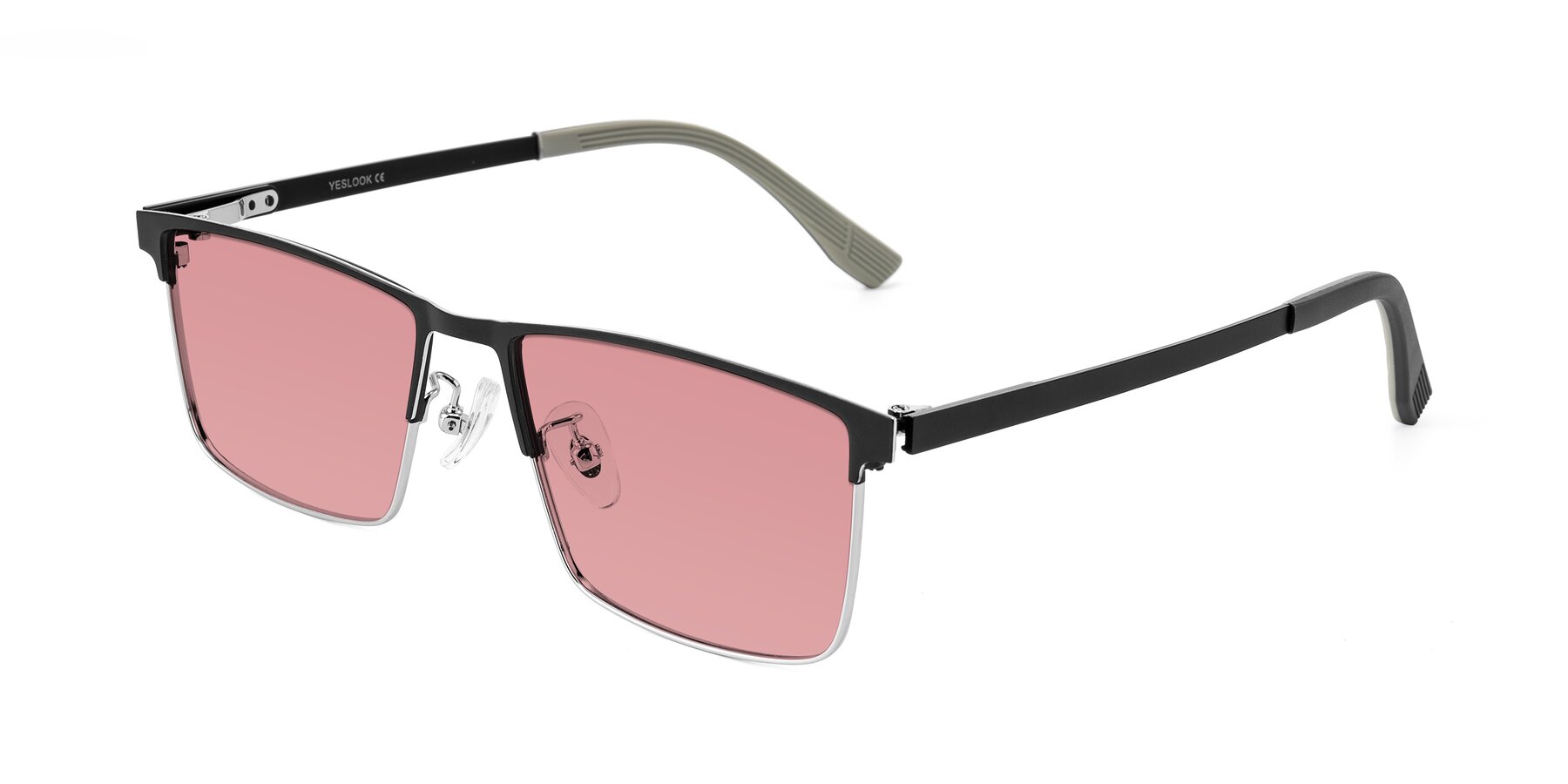 Angle of Leeth in Dark Gray/Silver with Medium Garnet Tinted Lenses