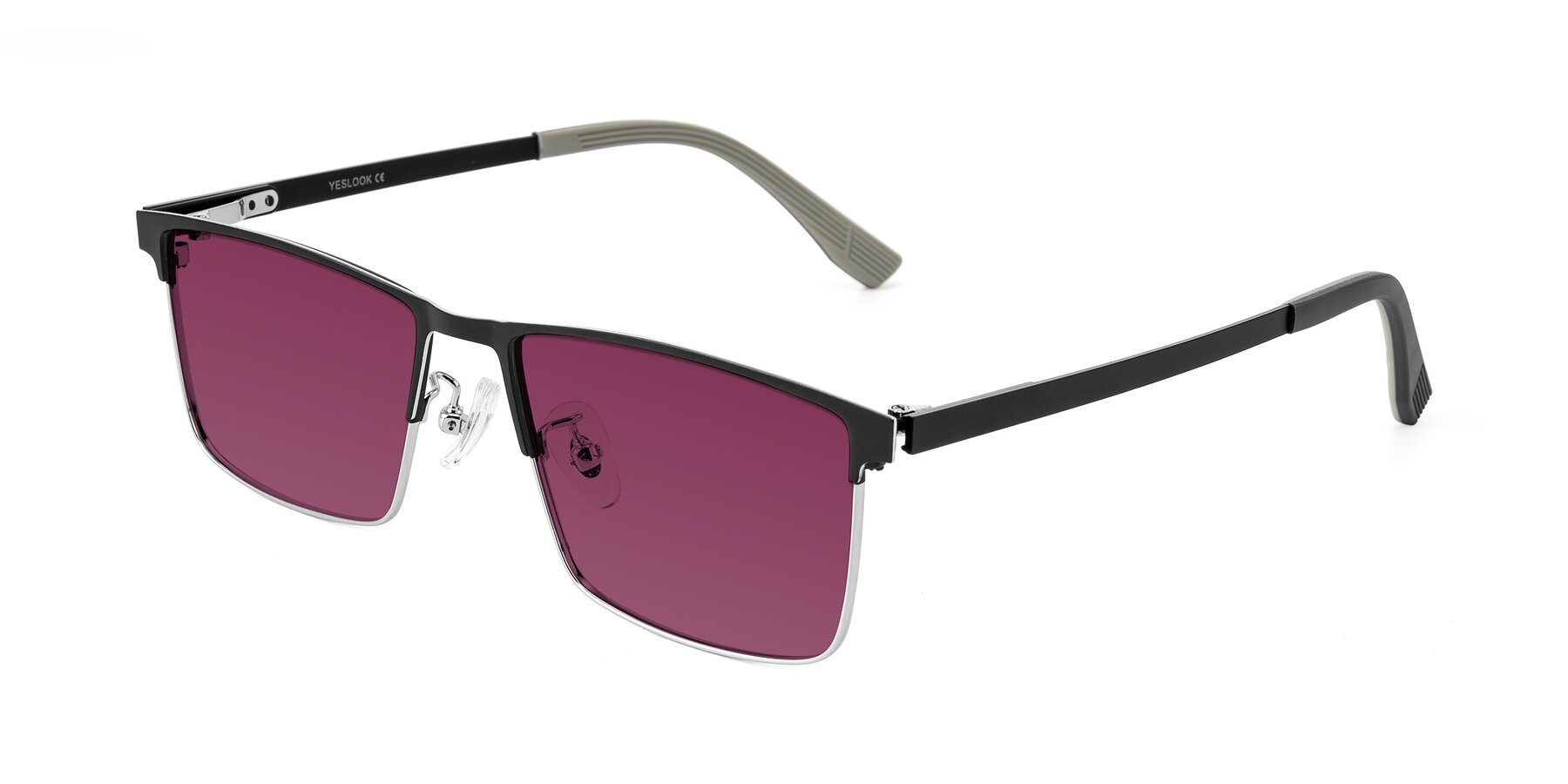 Angle of Leeth in Dark Gray/Silver with Wine Tinted Lenses
