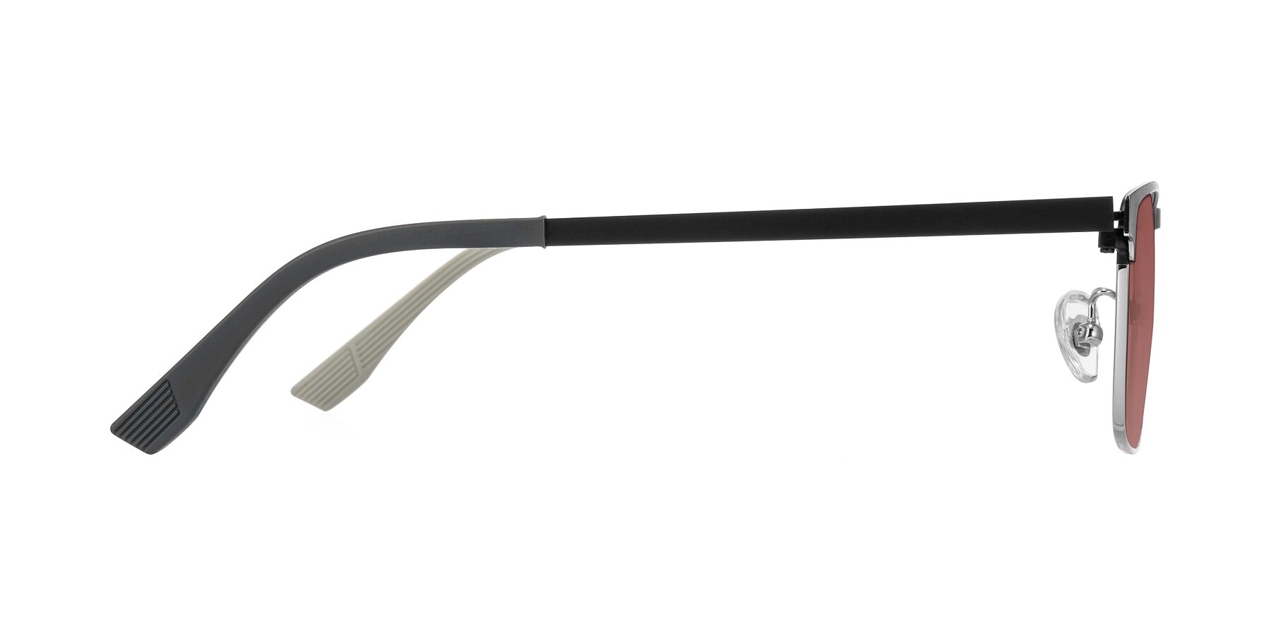 Side of Leeth in Dark Gray/Silver with Garnet Tinted Lenses
