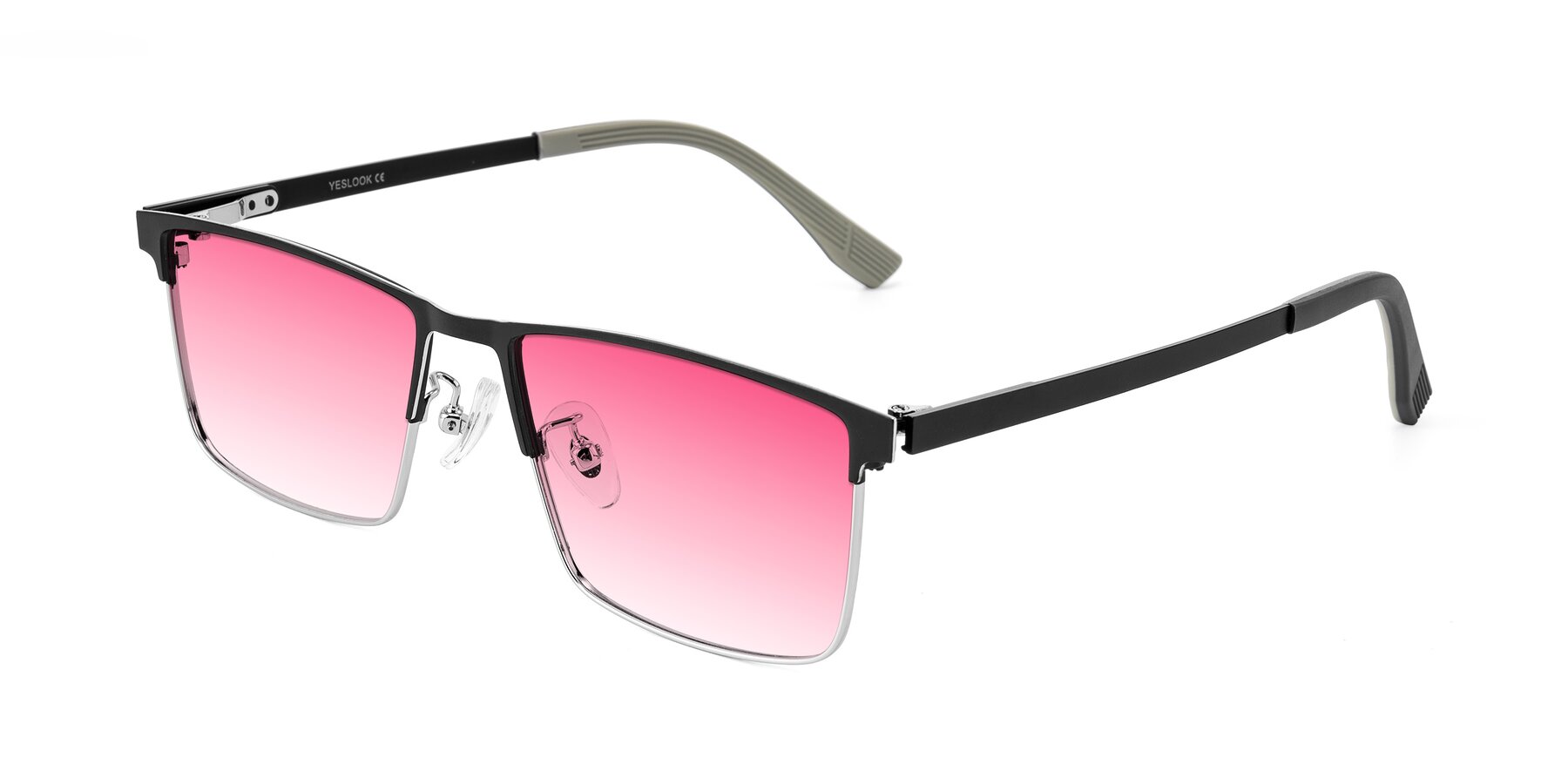 Angle of Leeth in Dark Gray/Silver with Pink Gradient Lenses