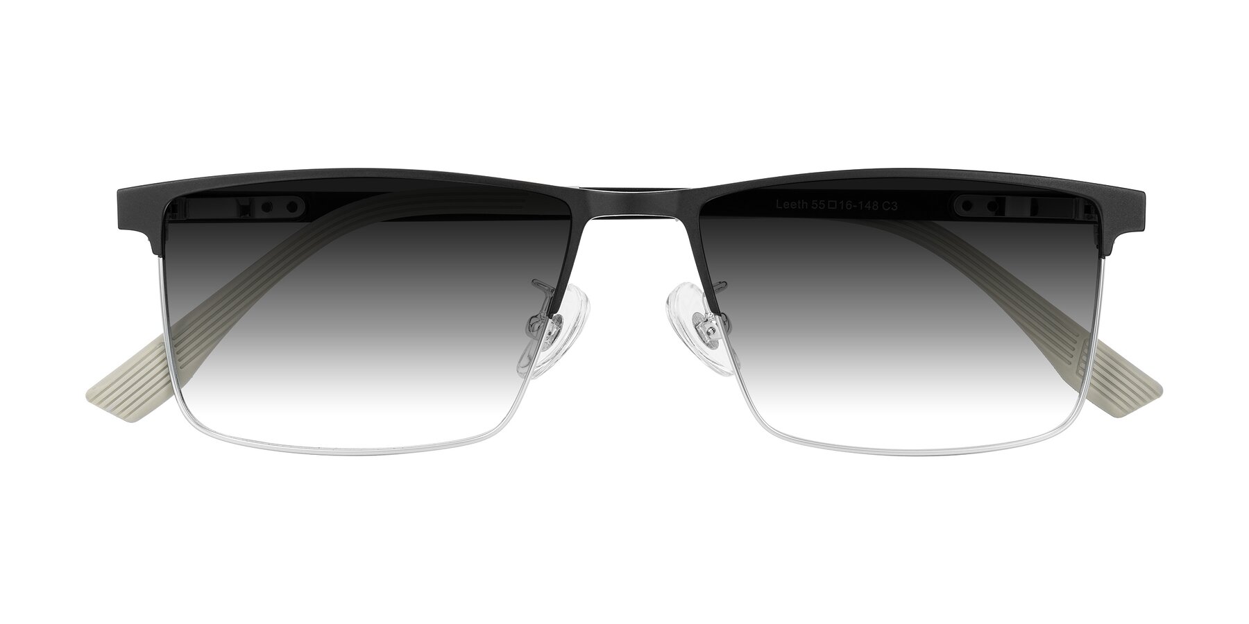 Folded Front of Leeth in Dark Gray/Silver with Gray Gradient Lenses