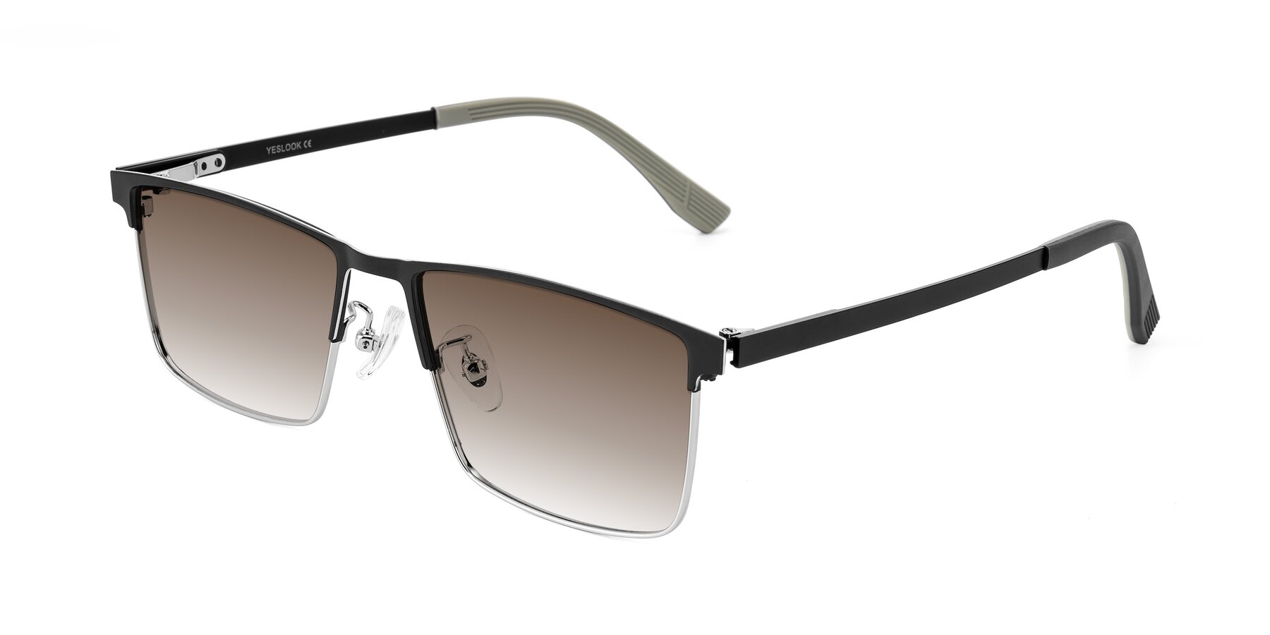 Angle of Leeth in Dark Gray/Silver with Brown Gradient Lenses