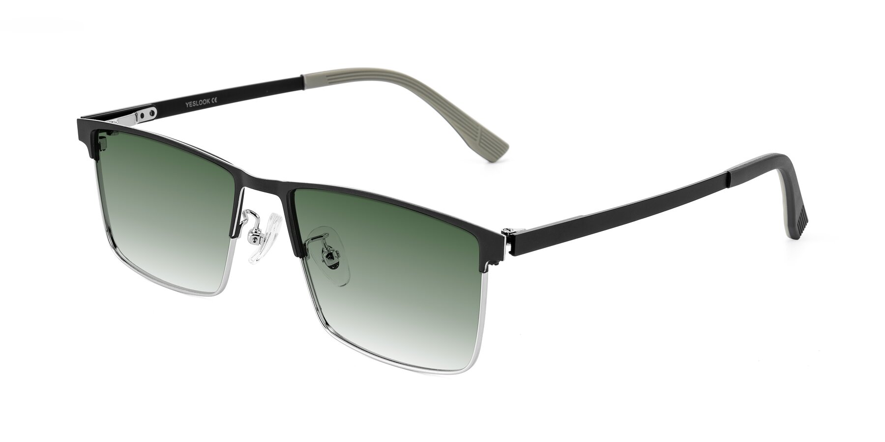 Angle of Leeth in Dark Gray/Silver with Green Gradient Lenses